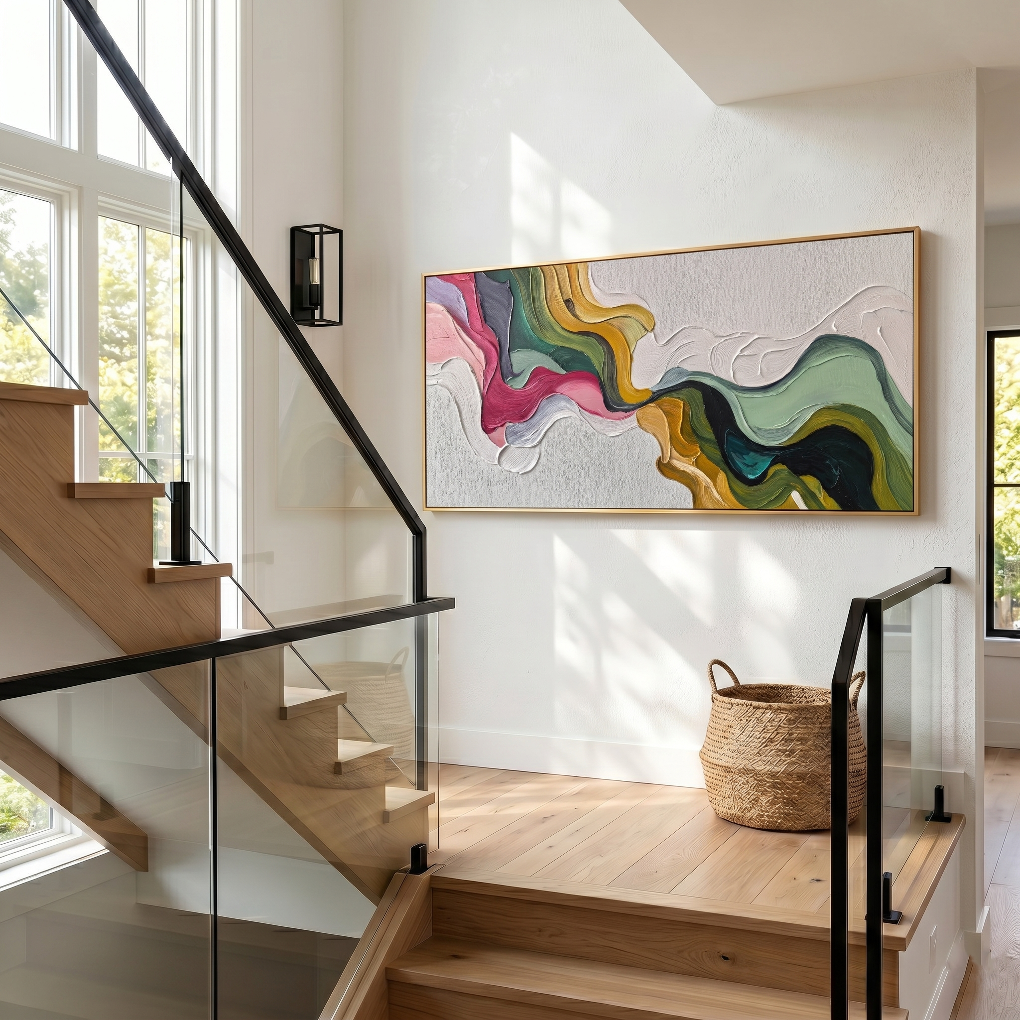 Earth's Veins – Modern Sculptural Texture Abstract Painting | Wabi-Sabi Vintage Green Entryway Wall Art