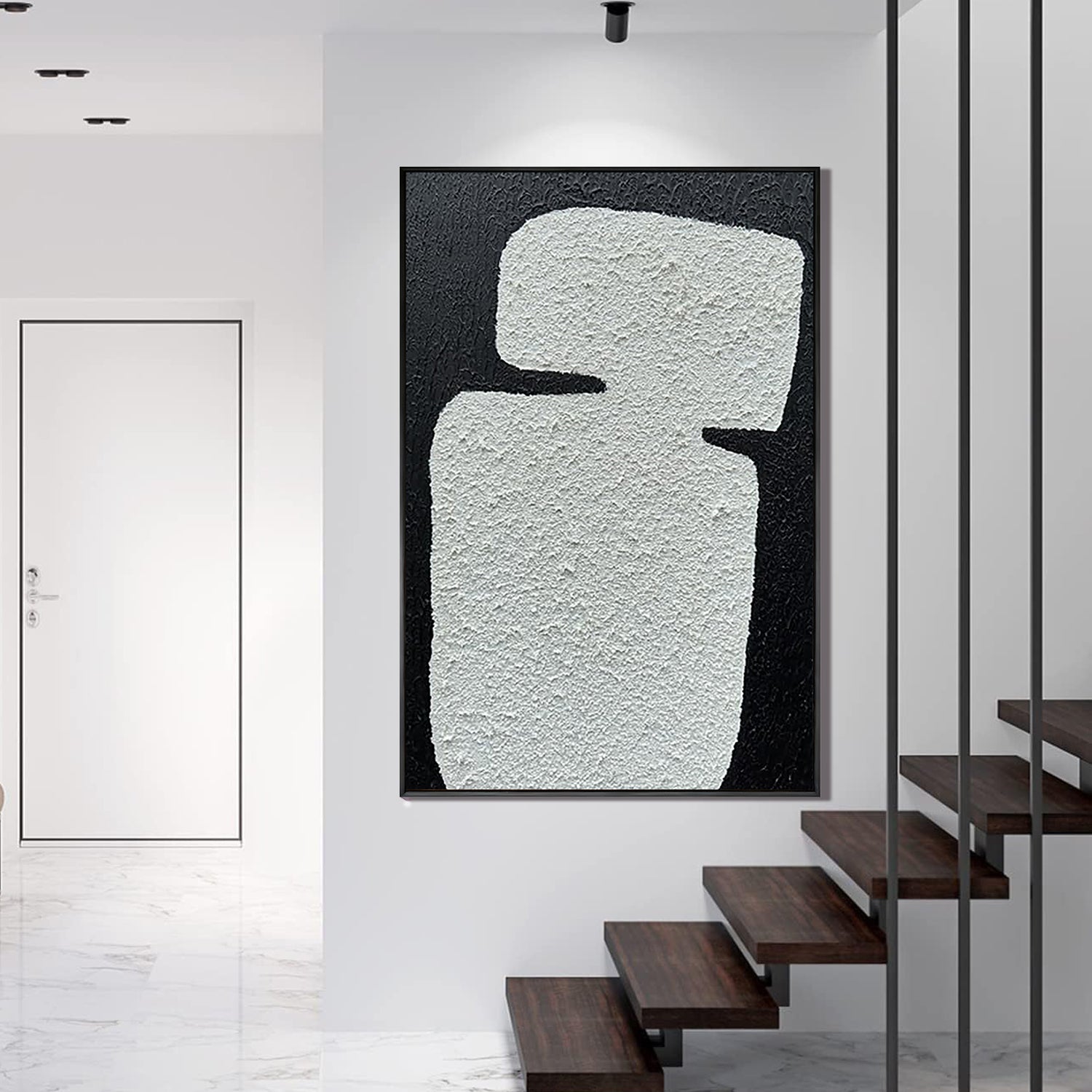 MONOLITH RIDGE: Modern Abstract Minimalist Wall Art, 3D Heavy Texture Plaster Relief Painting