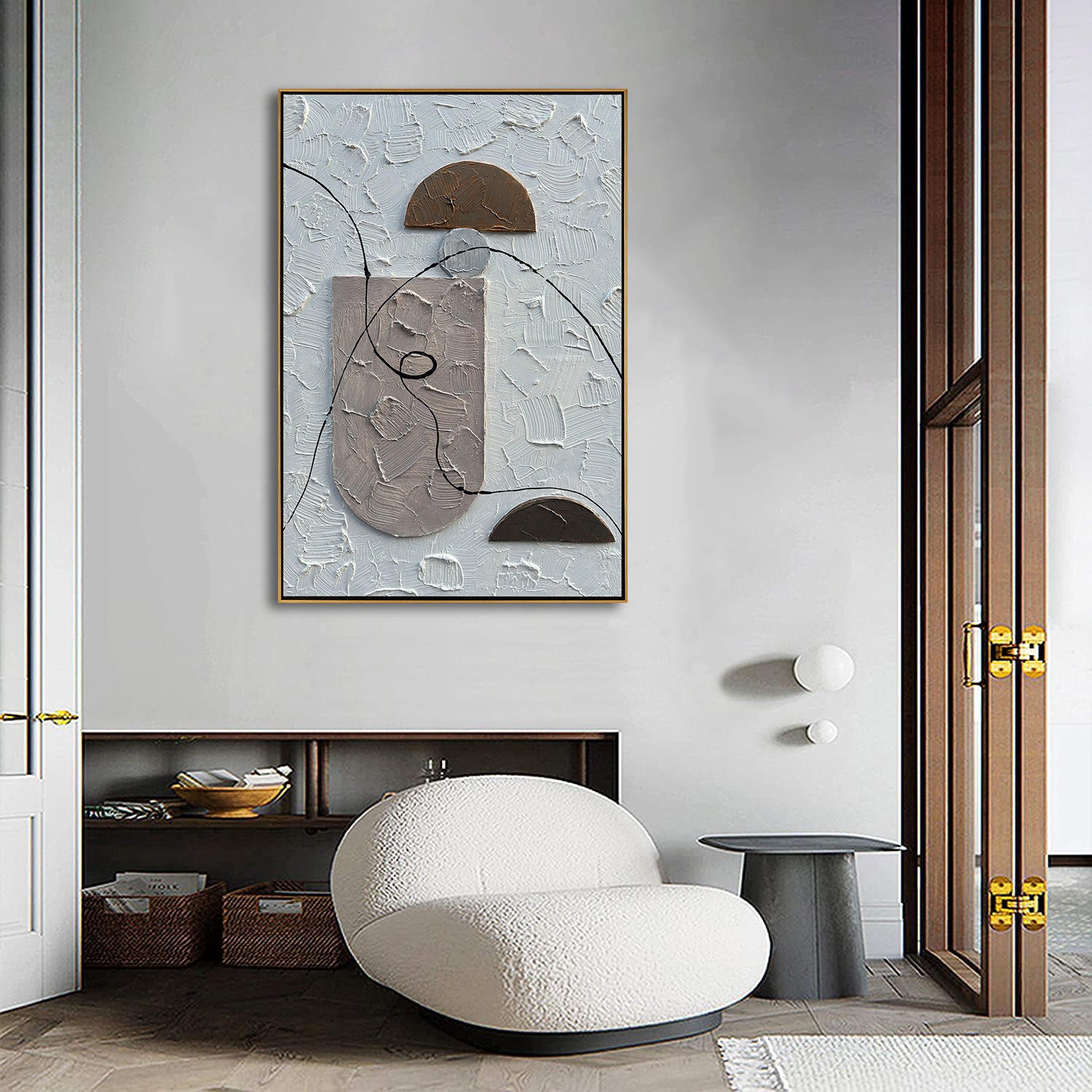 ZEN BALANCE: Modern Abstract Minimalist Wall Art, 3D Heavy Texture Plaster Relief Painting