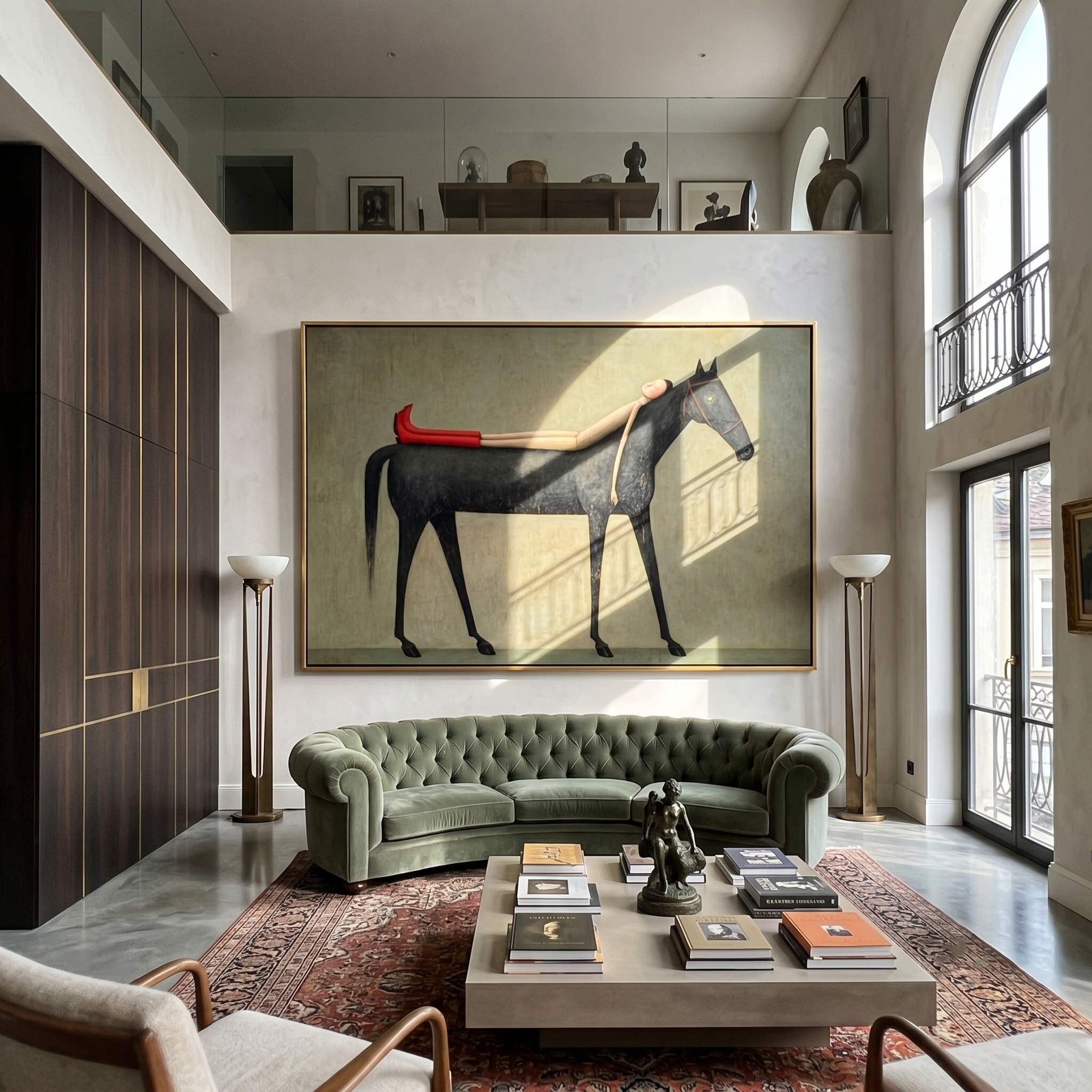 Dreamy Companion – Modern Whimsical Canvas Art | Minimalist Surrealism Living Room Art