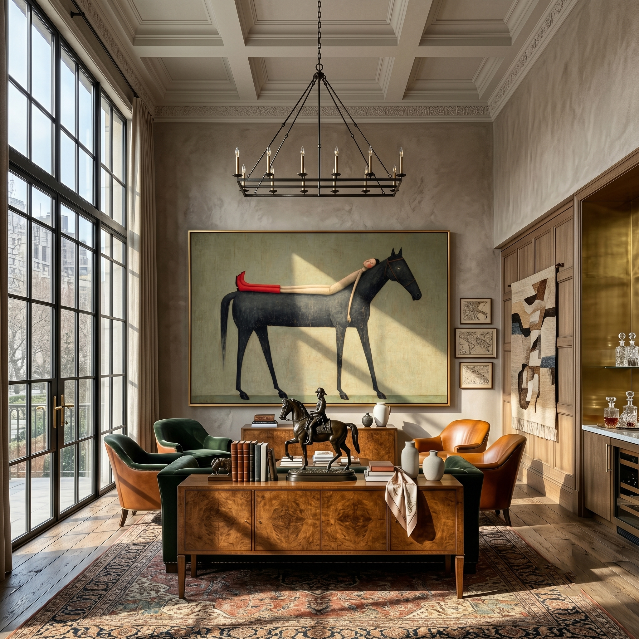 Dreamy Companion – Modern Whimsical Canvas Art | Minimalist Surrealism Living Room Art