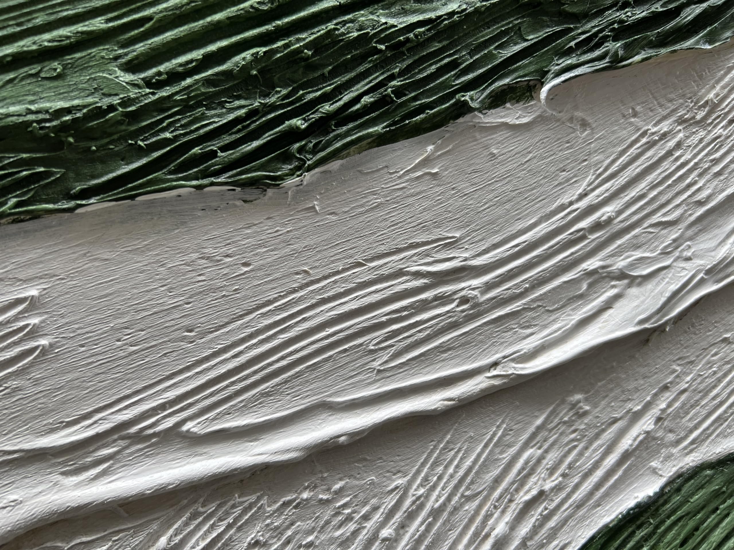 Verdant Echoes – Modern Wabi-Sabi Green Textured Painting | Minimalist Abstract Living Room Art