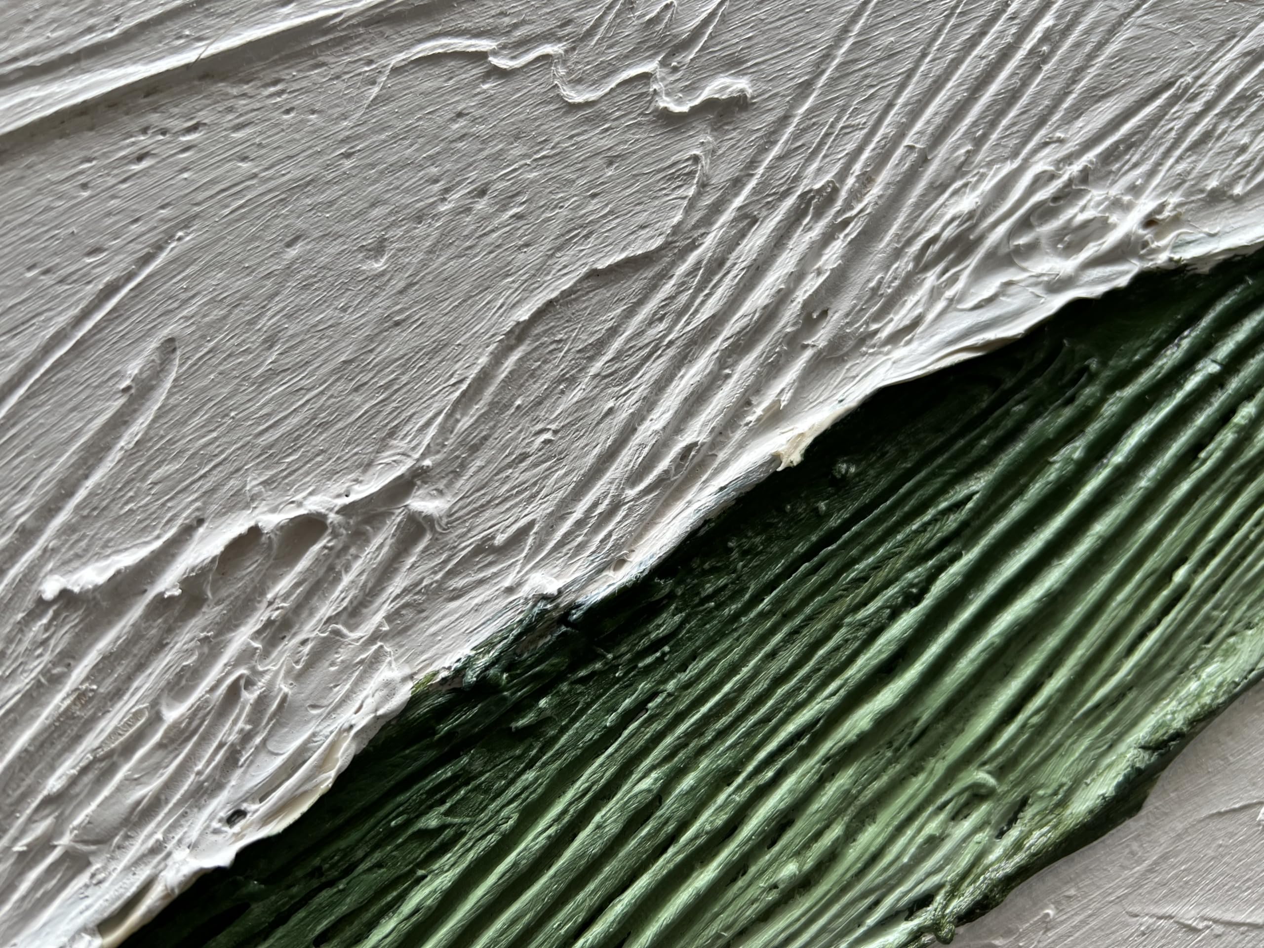 Verdant Echoes – Modern Wabi-Sabi Green Textured Painting | Minimalist Abstract Living Room Art