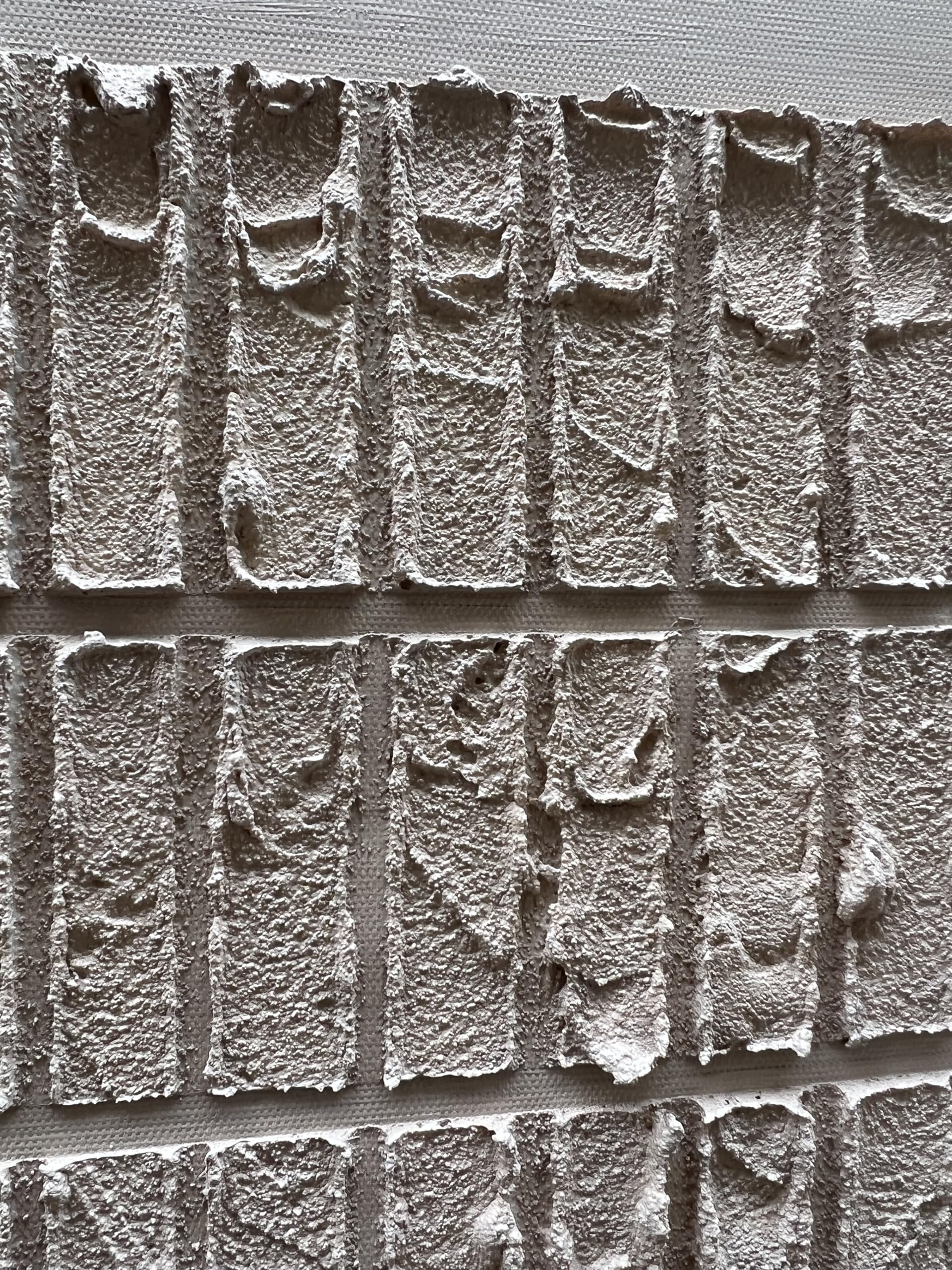 Temporal Grid – Wabi-Sabi Cement Gray Textured Abstract Painting | Modern Minimalist Entryway Art