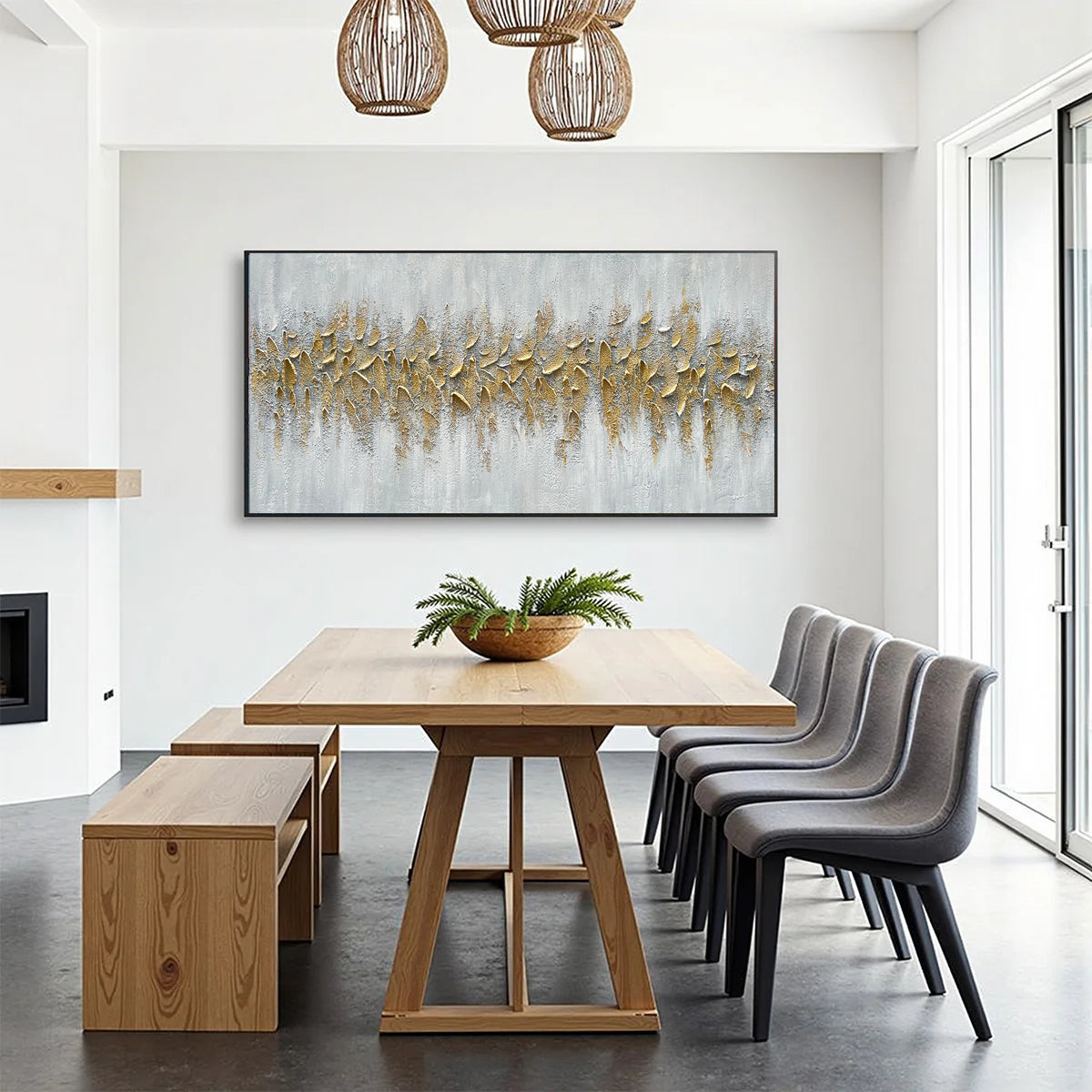 Gilded Current – Luxury Palette Knife Gold Abstract Abstract Painting | Modern Abstract Living Room & Office Art
