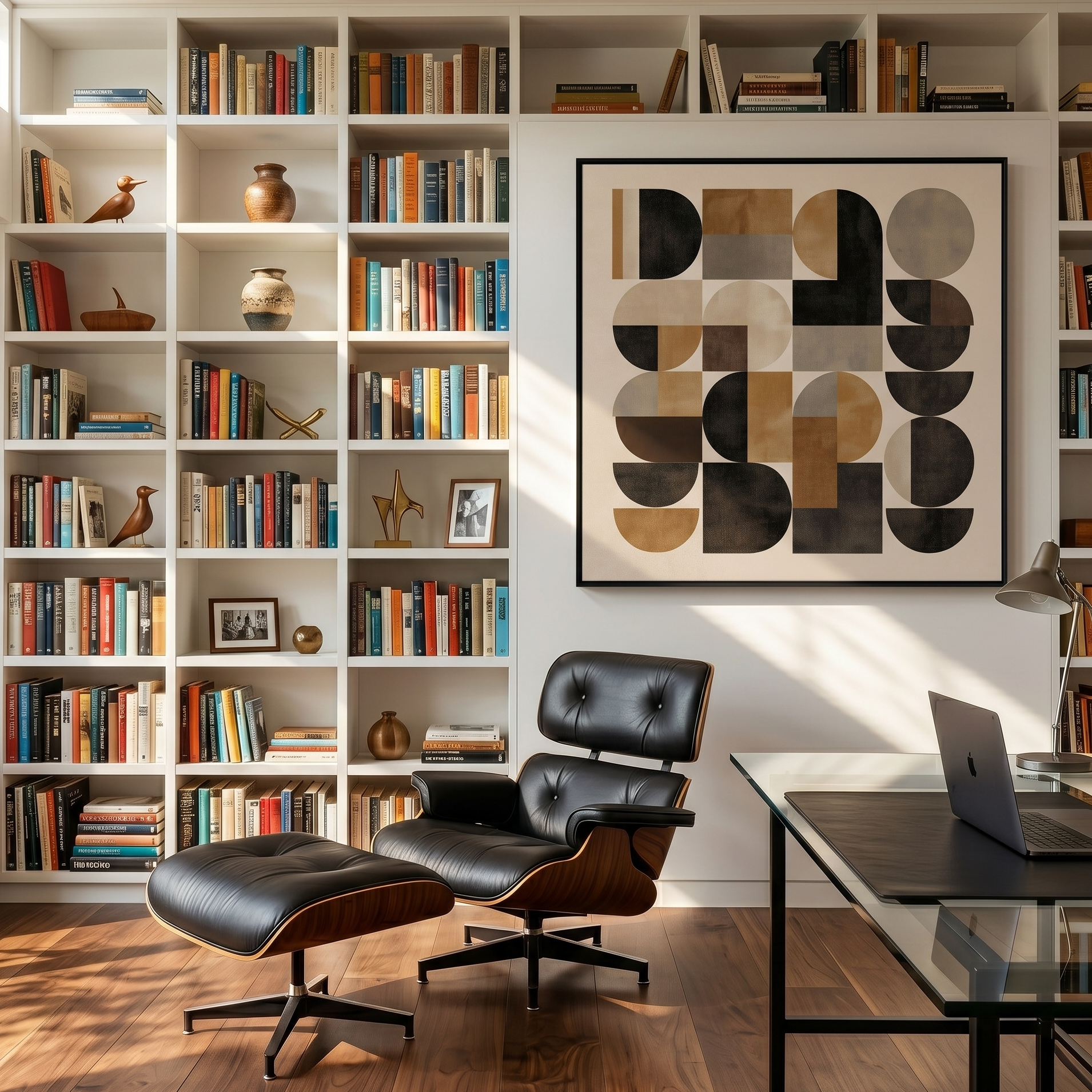 RETRO ECHO – Bauhaus-Inspired Earth-Tone Geometric Abstract Art | Mid-Century Modern Living Room Art