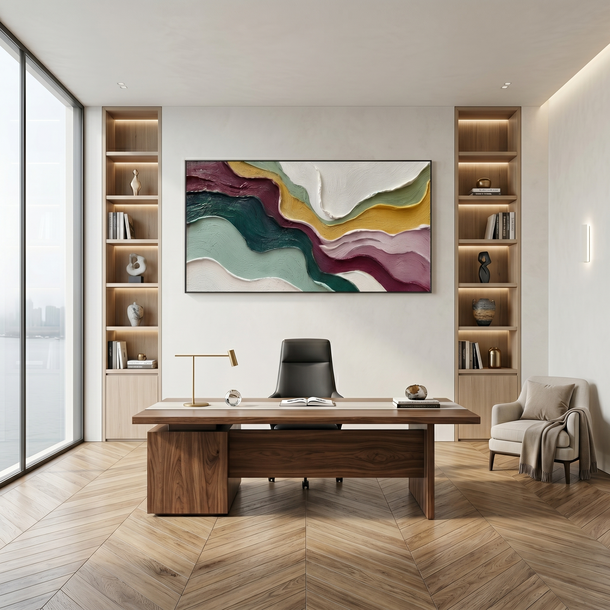 Rhythms of Nature – Modern Abstract Impasto Painting | Large Horizontal Wabi-Sabi Living Room Art