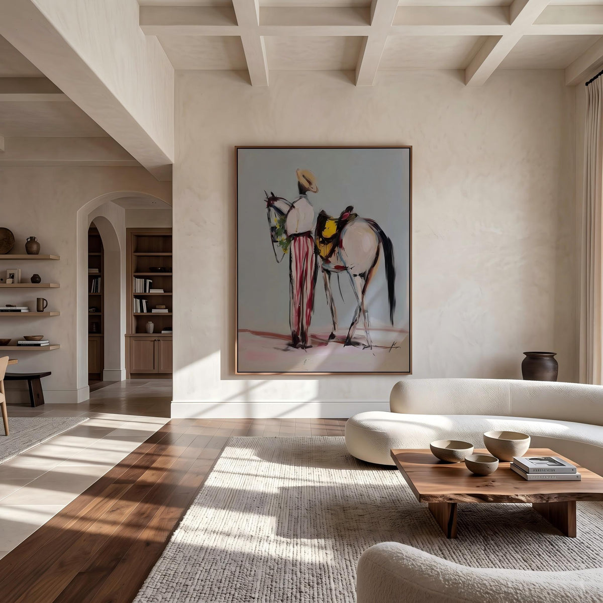 Painted Reins Between Friends – Colorful Western Riders Painting | Contemporary Vertical Wall Art