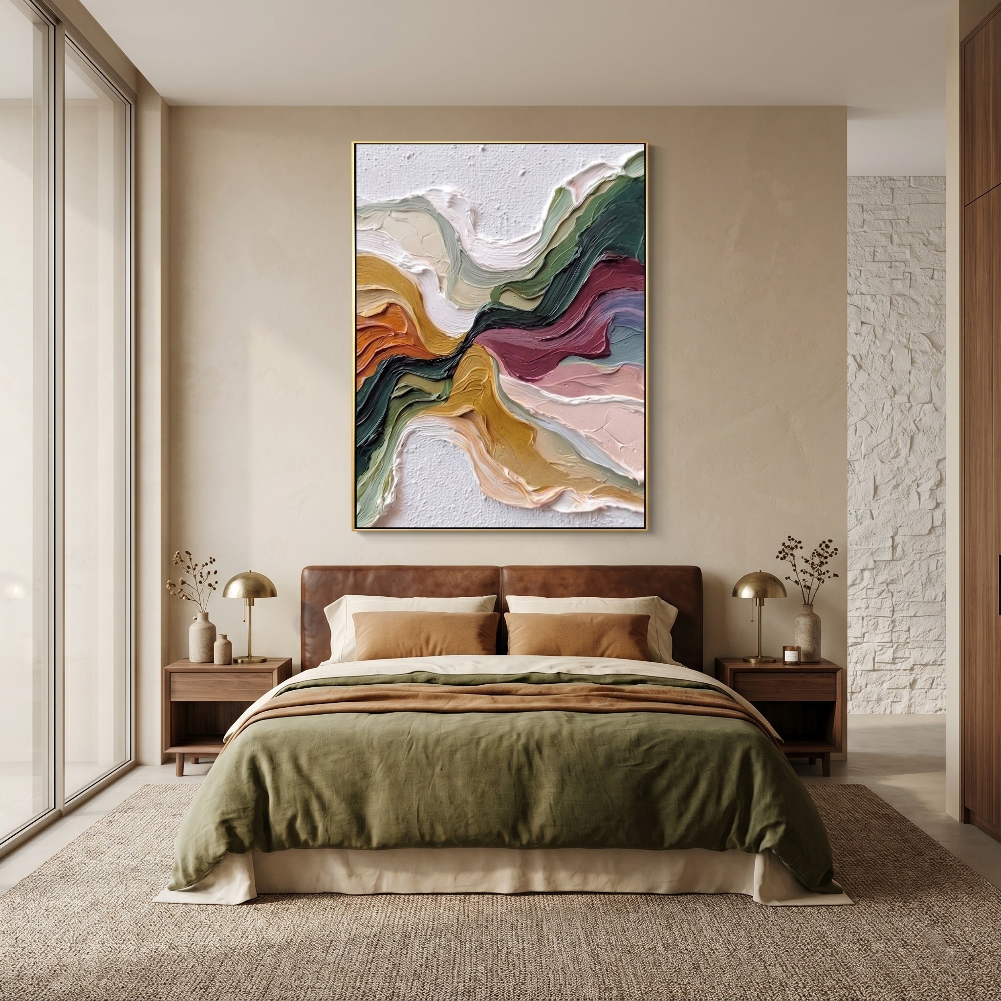 Primal Flow – Wabi-sabi Heavy Impasto Abstract Painting | Modern Minimalist Entryway Art