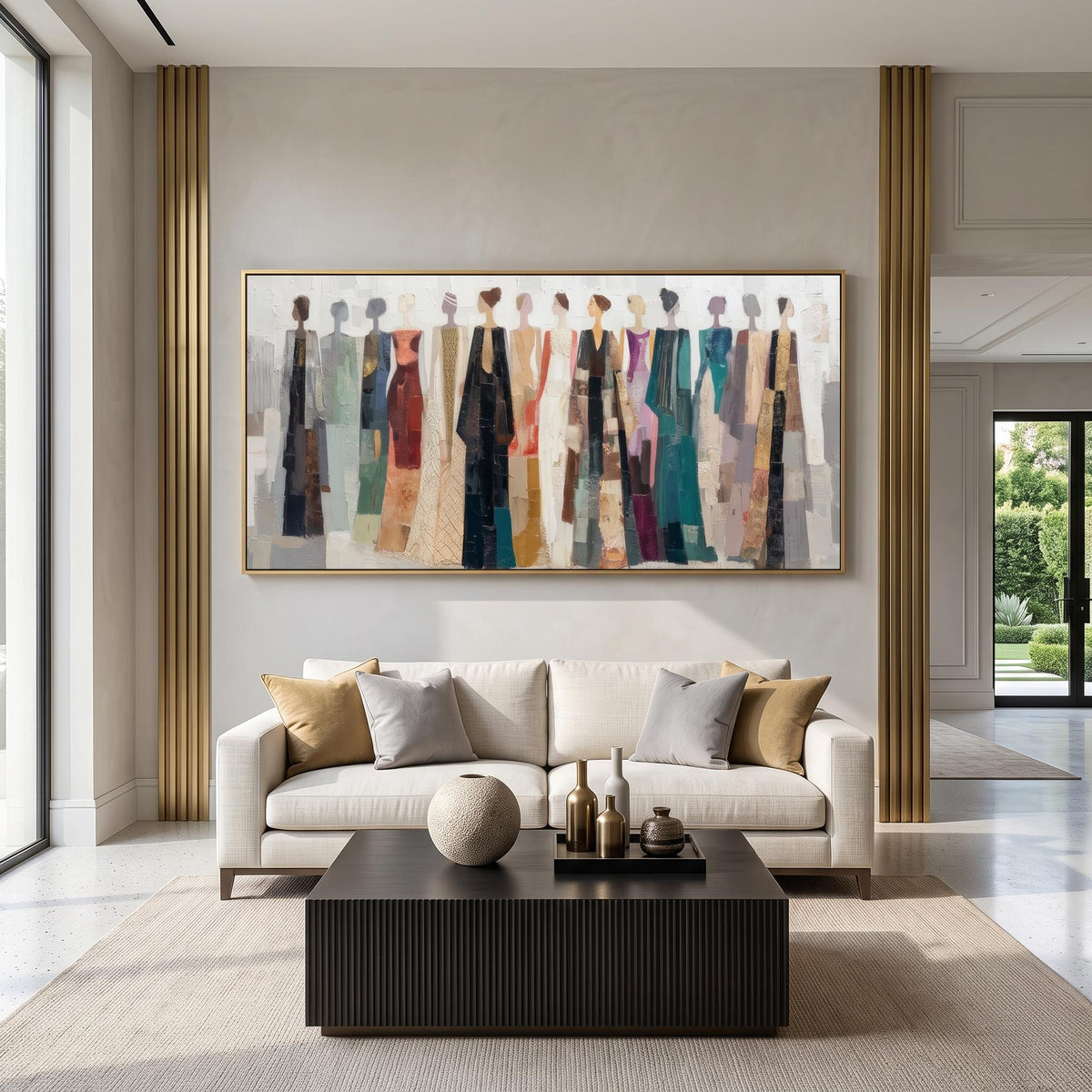 Figures in Painted Rhythm – Colorful Abstract Figure Painting | Contemporary Horizontal Wall Art
