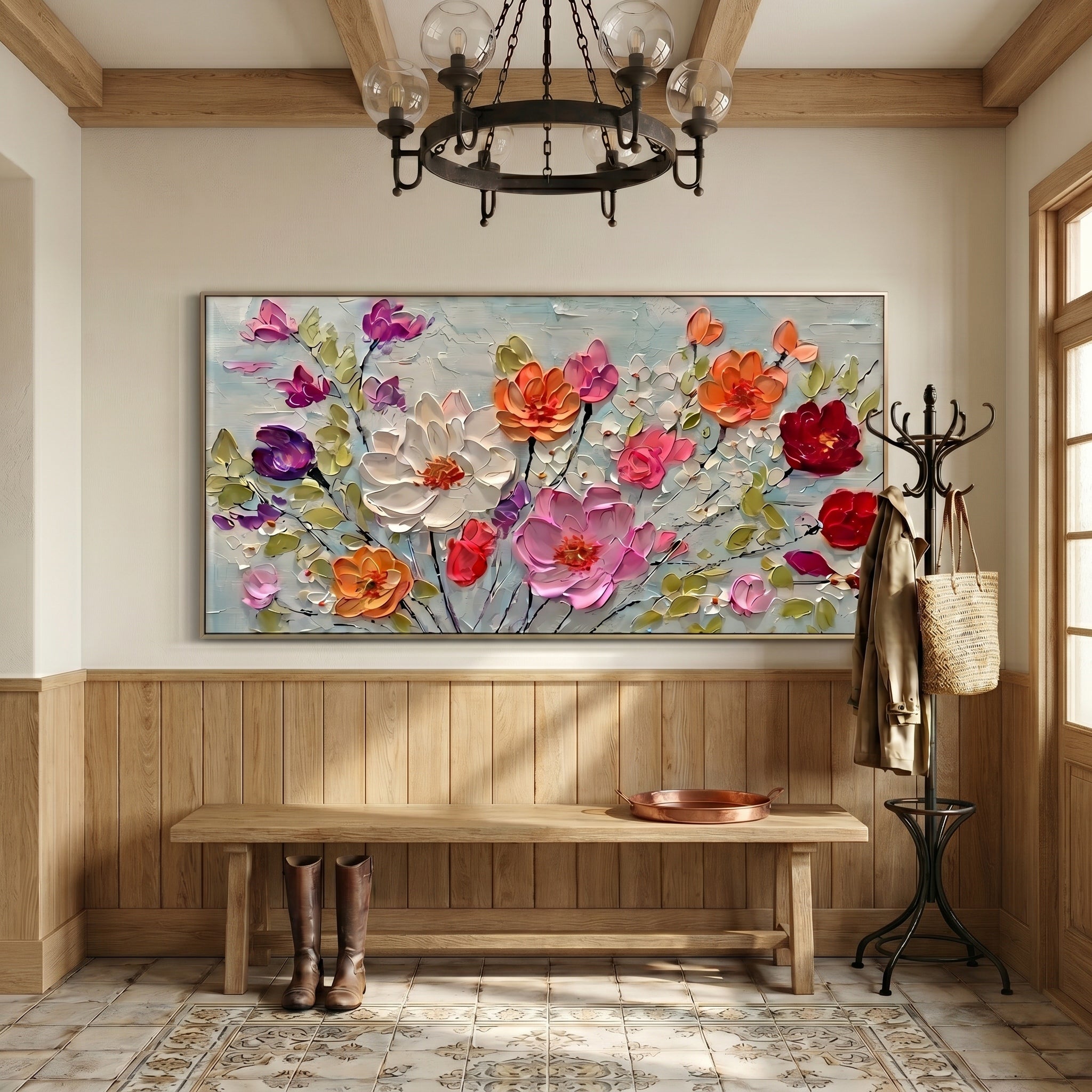 Midsummer Radiance – Modern Impasto Floral Painting | Vibrant Colorful Living Room Wall Art