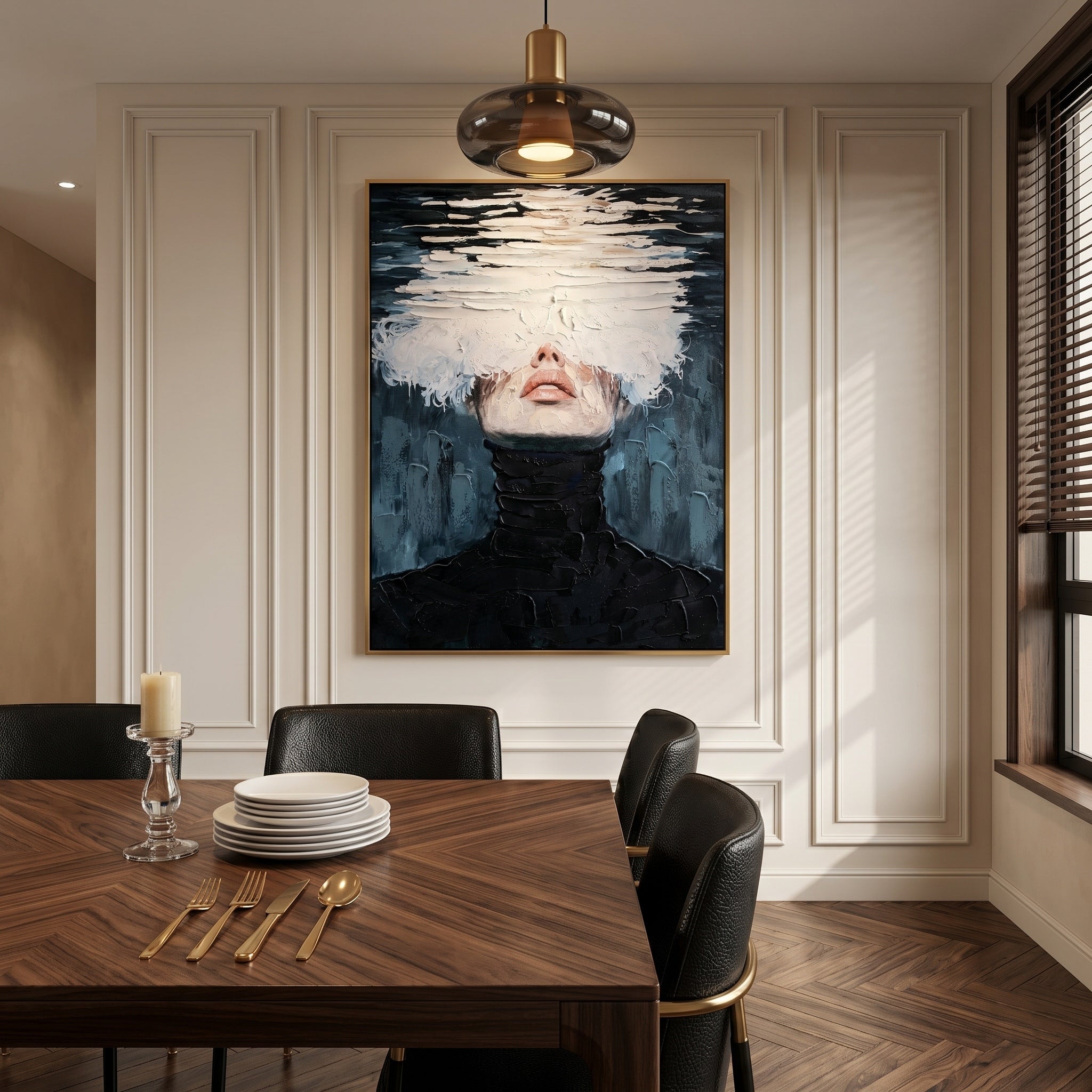 Sea of Consciousness – Modern Surrealist Heavy Impasto Portrait | Avant-Garde Minimalist Wall Art