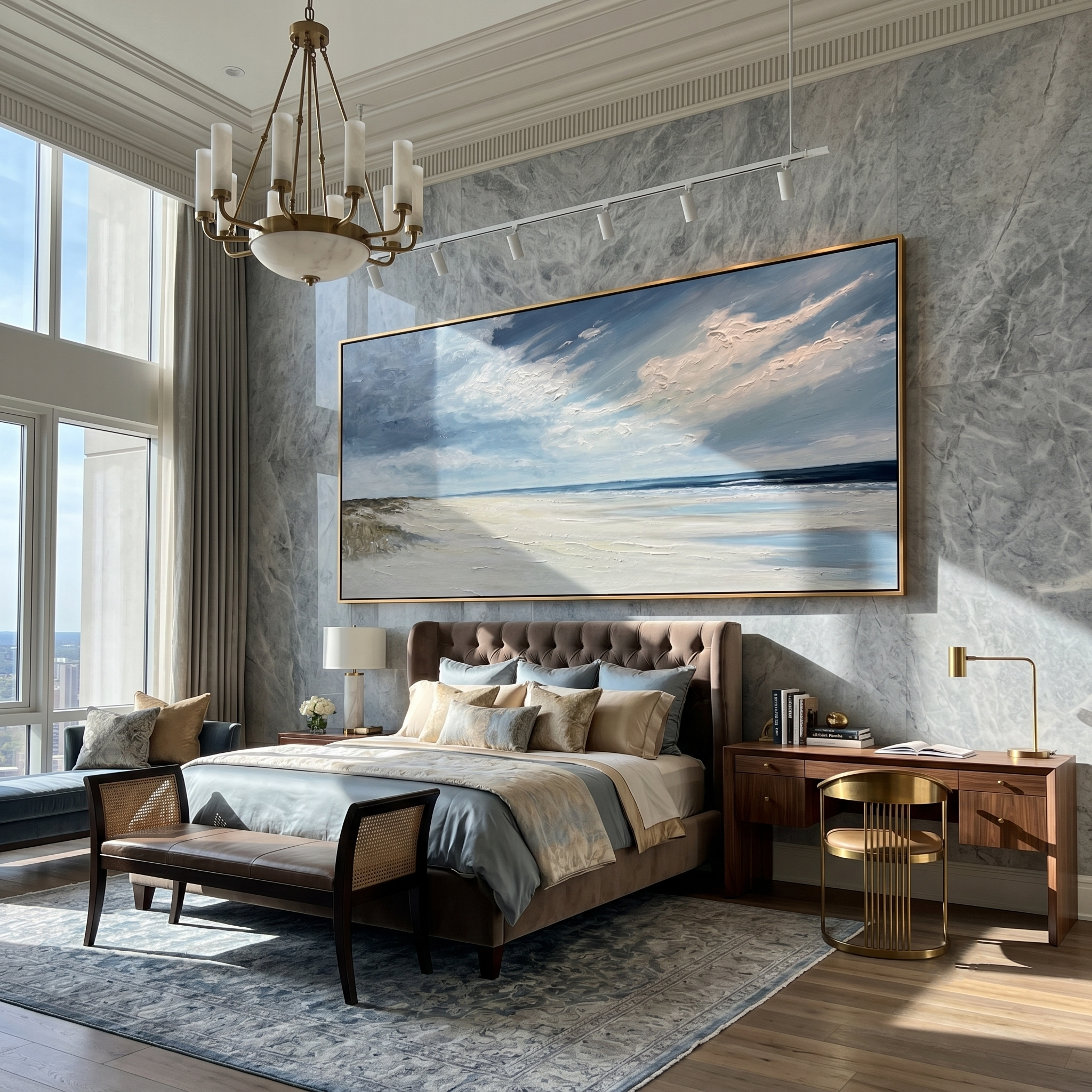 Ocean Breeze – Modern Beach Landscape Impasto Texture Painting | Coastal Modern Living Room & Bedroom Art