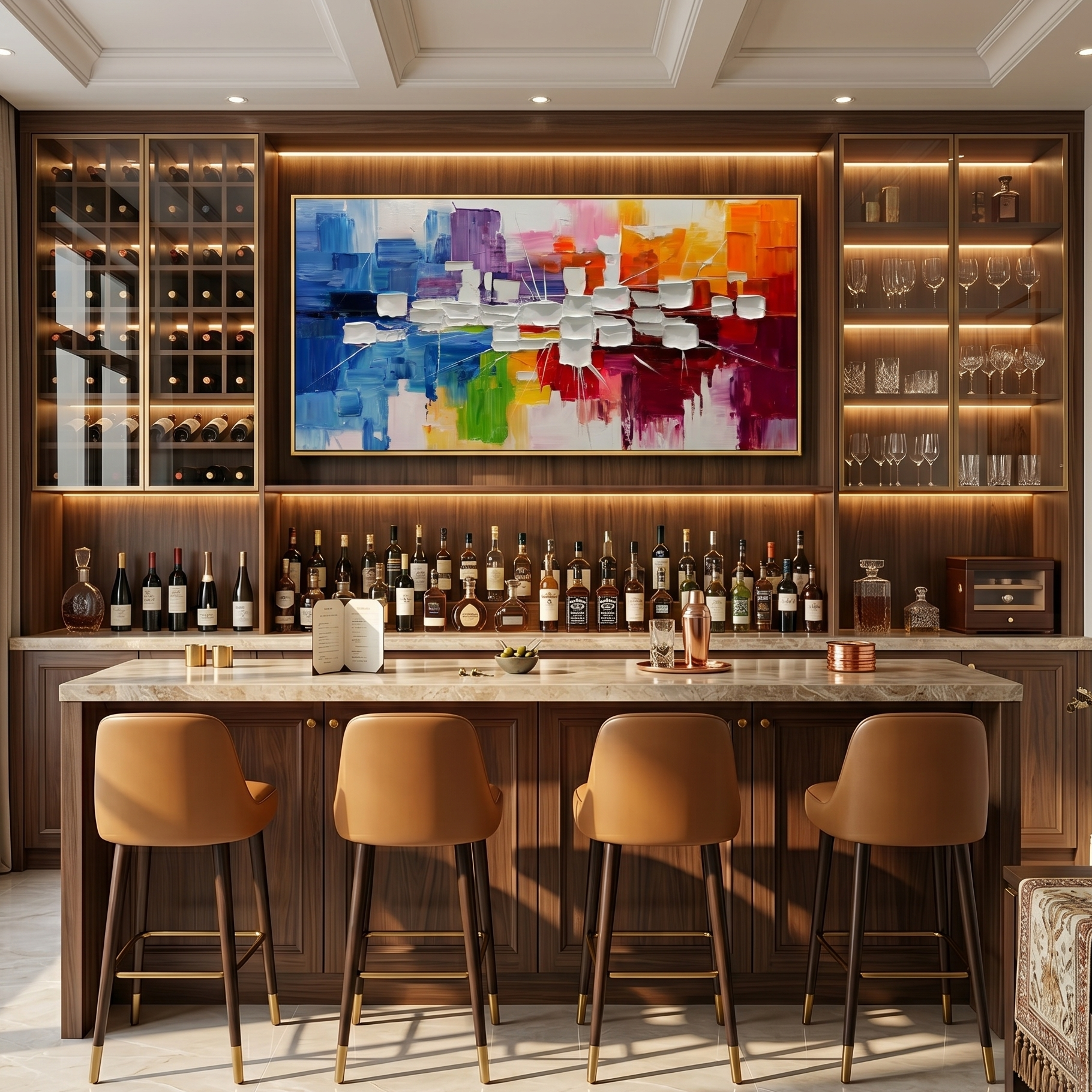 Vibrant Rhythm – Modern Colorful Impasto Abstract Canvas | Energetic Living Room Wall Art