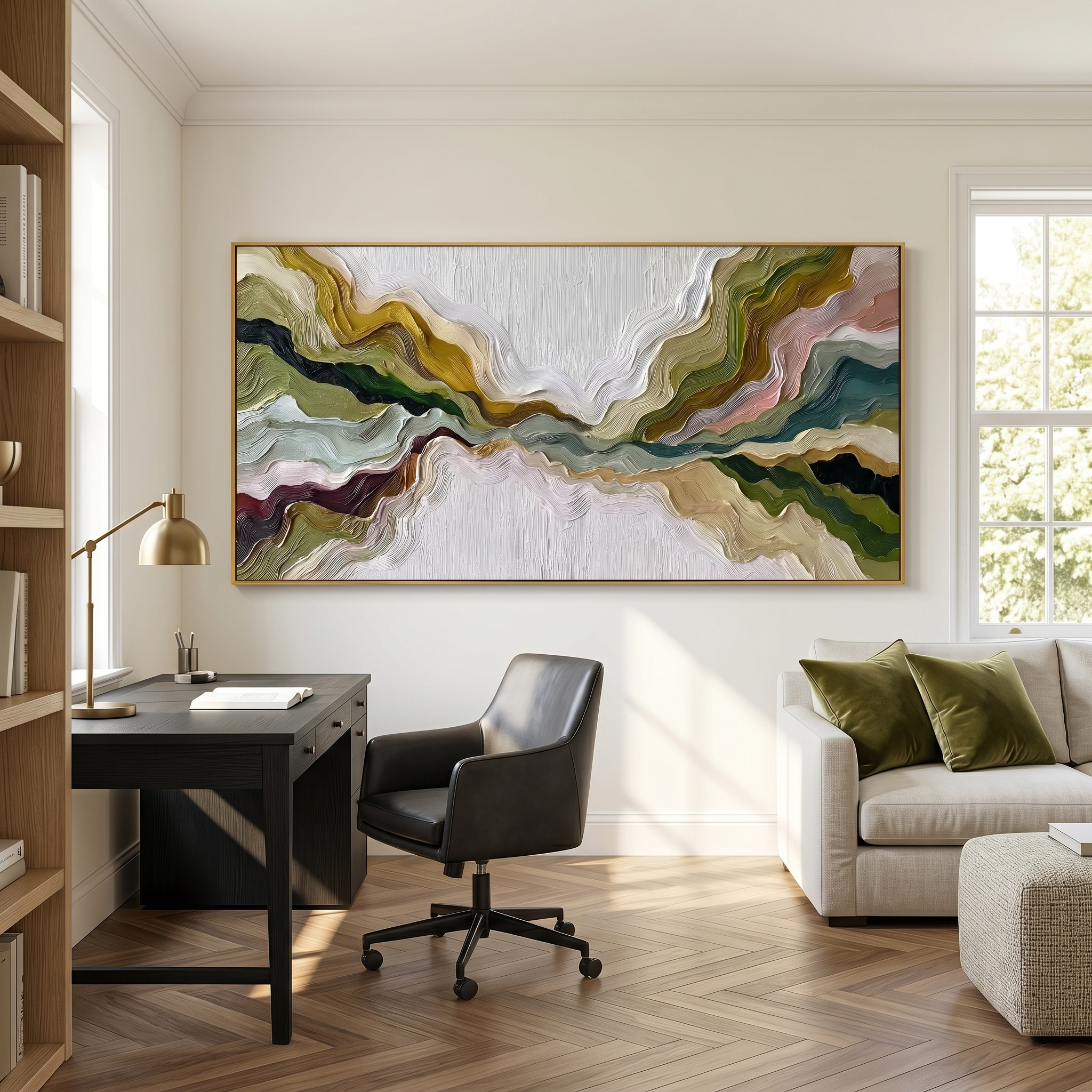 Mountain Rhythms – Heavy Texture Earth-Tone Abstract Painting | Modern Wabi-Sabi Large Living Room Art