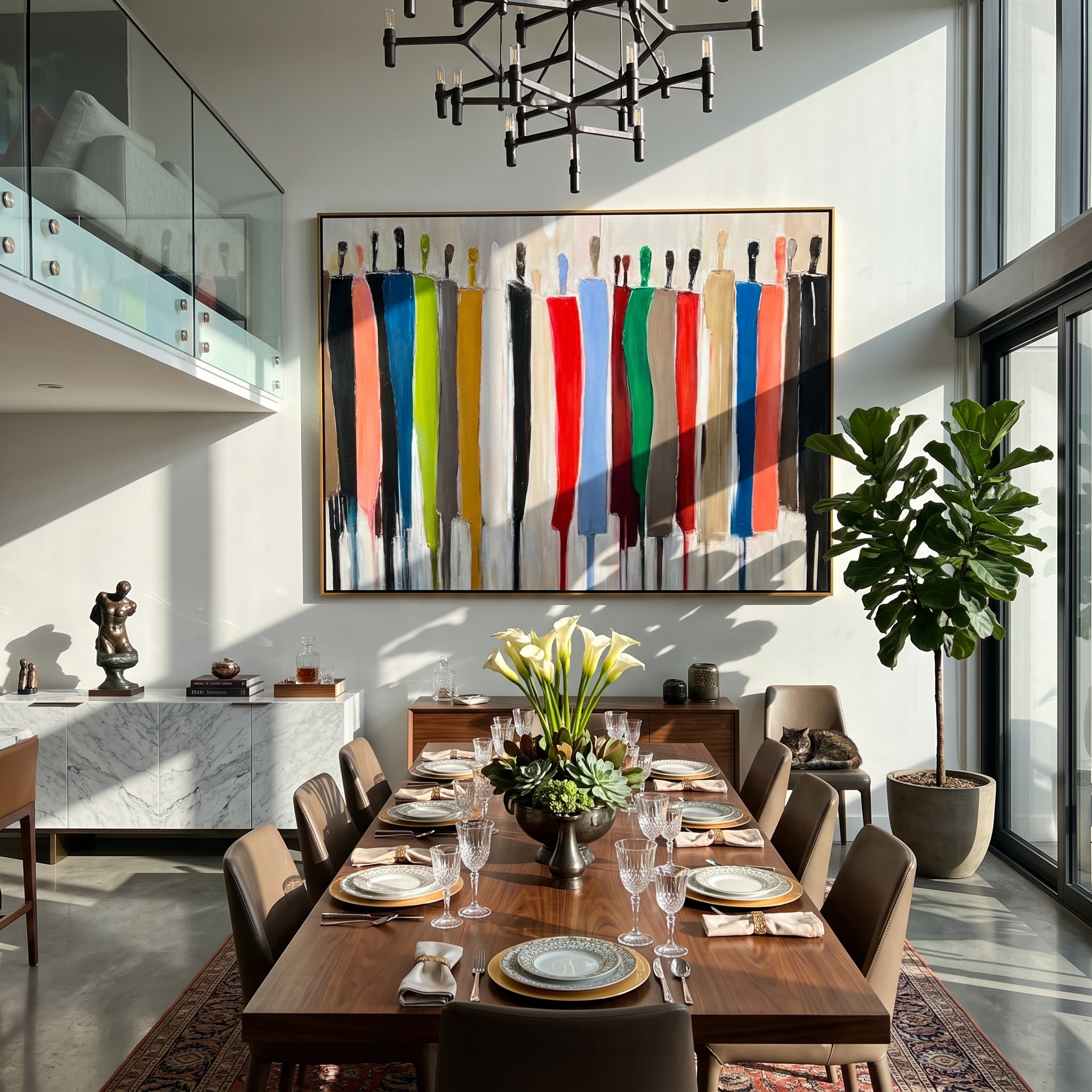 Collective Spirit – Hand-Painted Multicolored Abstract Crowd Portrait Painting | Bold Expressionist Living Room & Dining Room Art