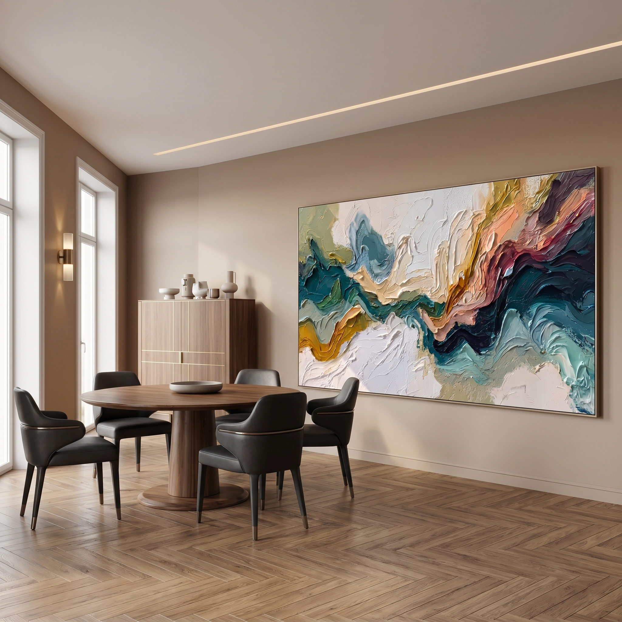 Floating Etherea – Heavy Texture Colorful Abstract Painting | Modern Wabi-Sabi Living Room Art