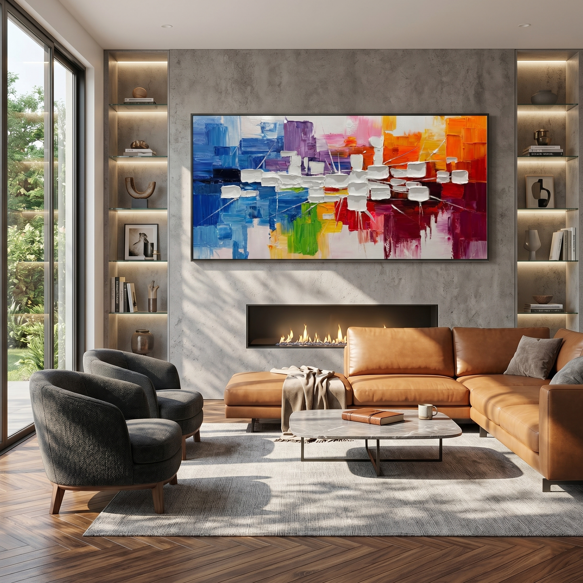 Vibrant Rhythm – Modern Colorful Impasto Abstract Canvas | Energetic Living Room Wall Art