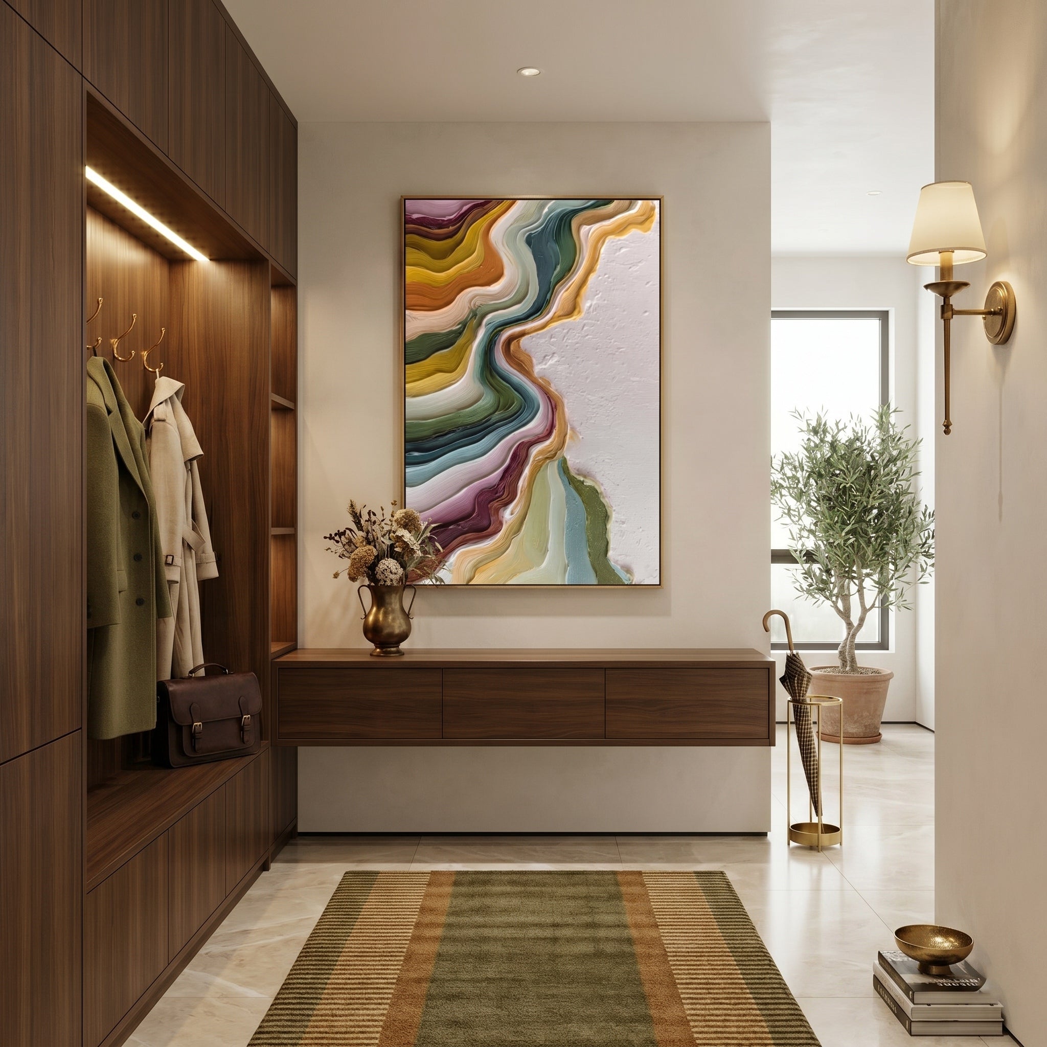 Luminous Narrative – Wabi-sabi Heavy Impasto Abstract Painting | Modern Minimalist Living Room Art