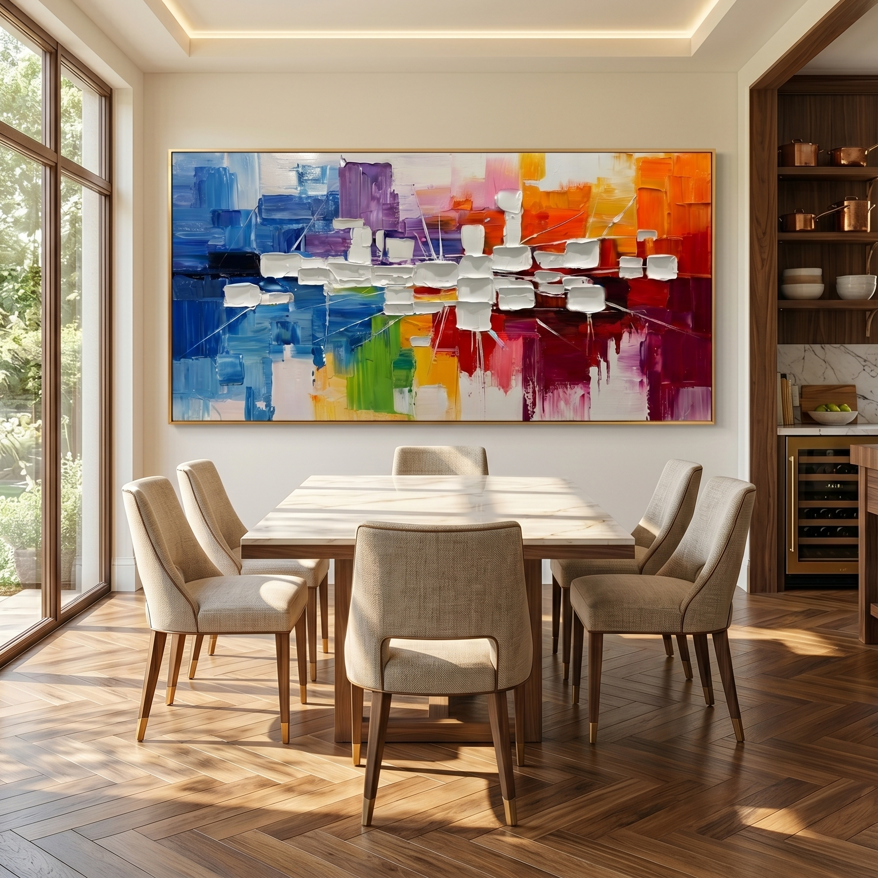 Vibrant Rhythm – Modern Colorful Impasto Abstract Canvas | Energetic Living Room Wall Art