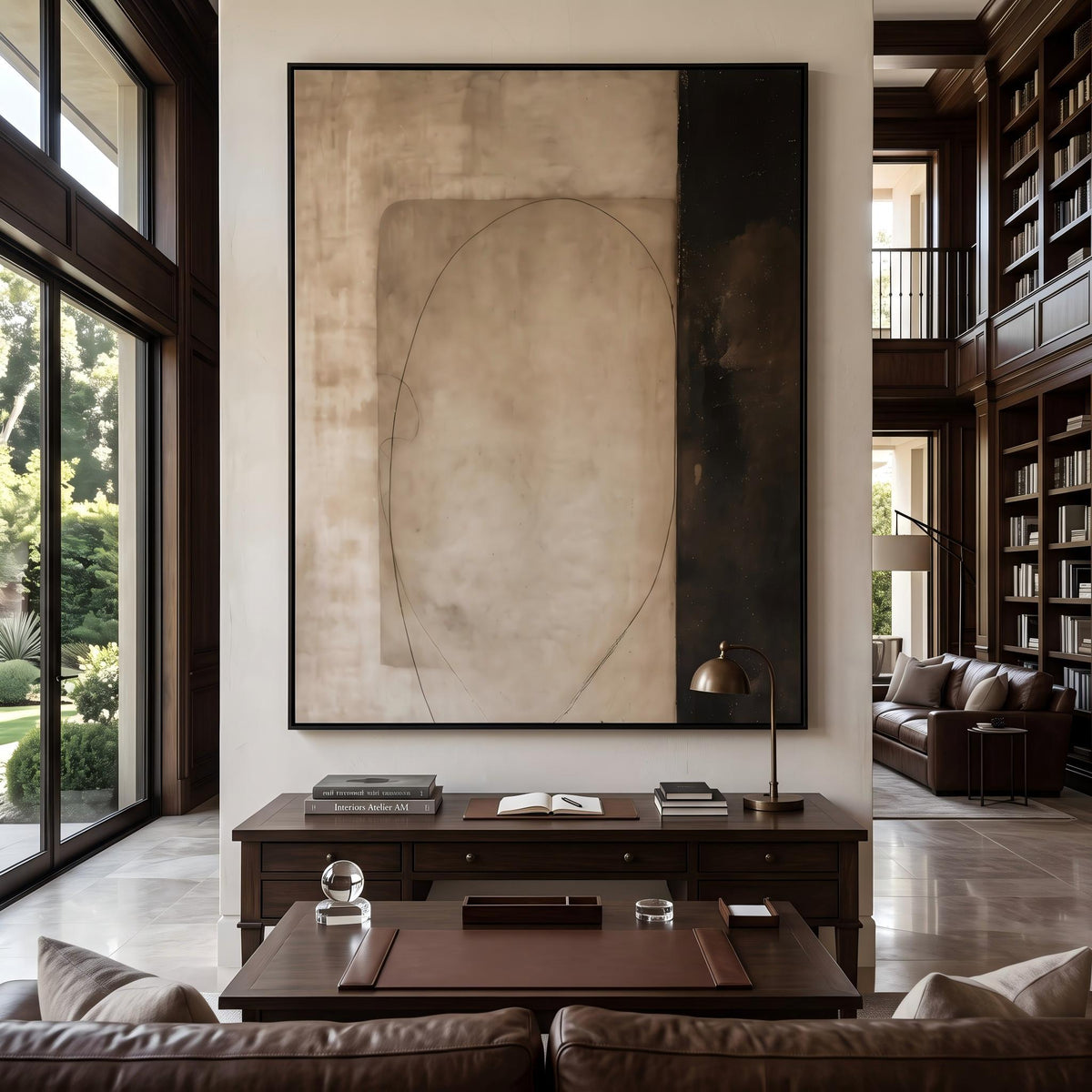 Stone Doorway in Haze – Earth Tone Minimalist Abstract Painting | Wabi-Sabi Vertical Wall Art