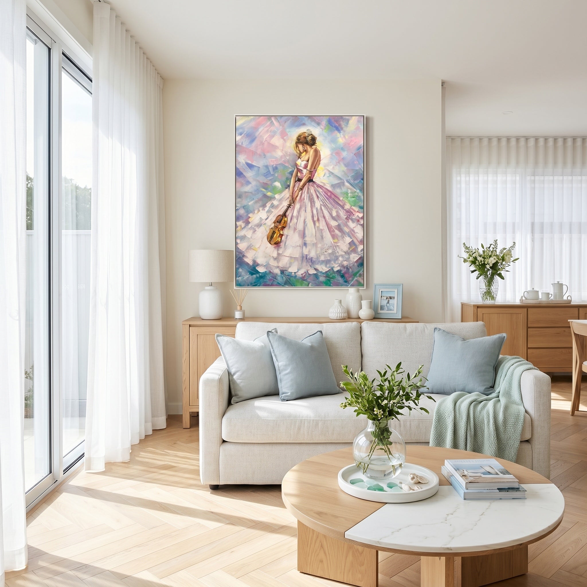 Melody in a Dream – Modern Impressionist Impasto Violinist | Romantic & Elegant Bedroom Wall Art