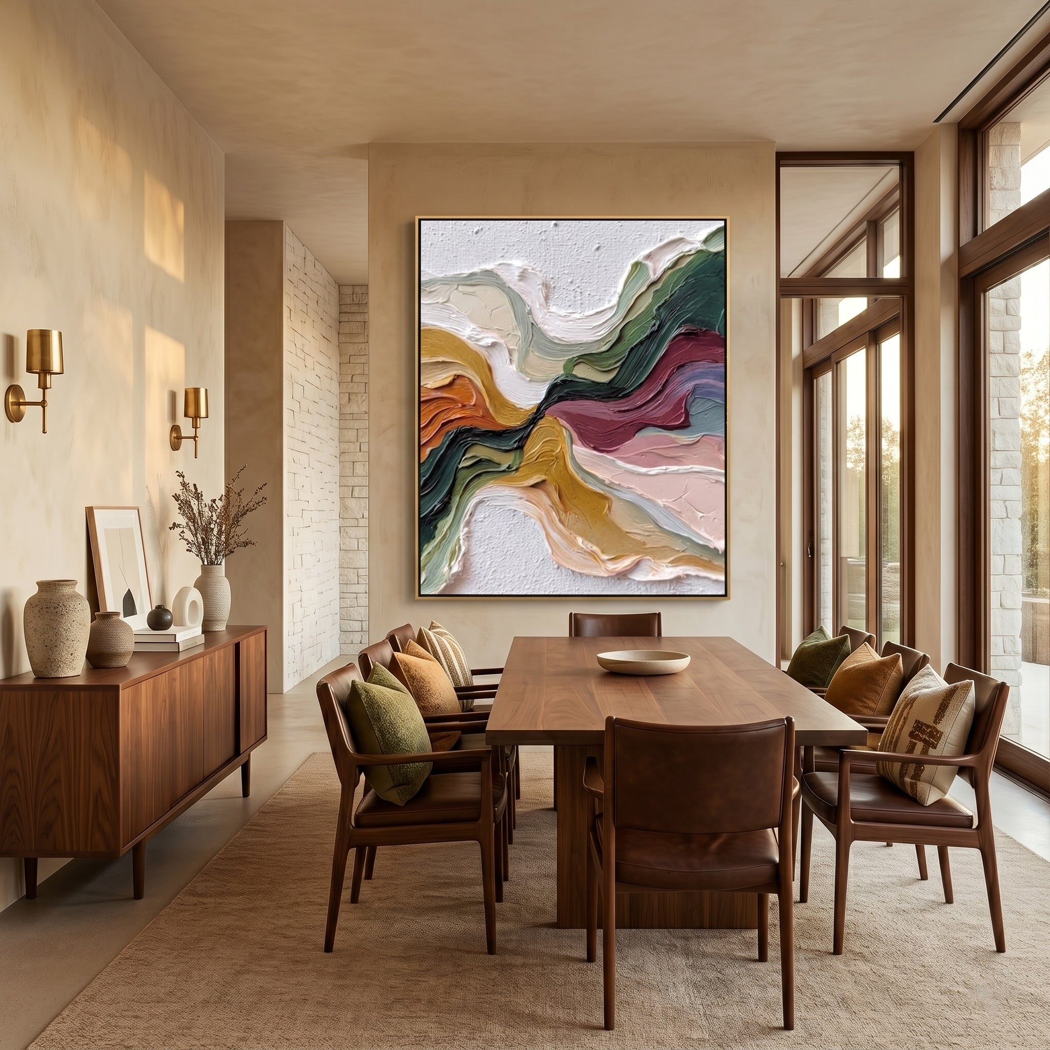 Primal Flow – Wabi-sabi Heavy Impasto Abstract Painting | Modern Minimalist Entryway Art