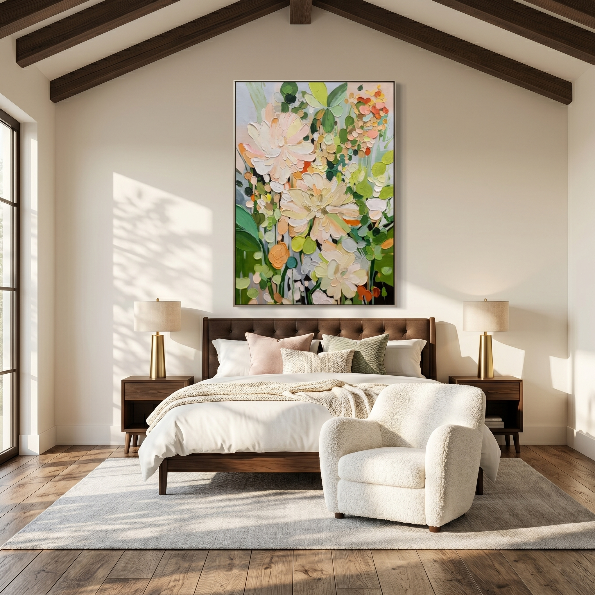 Spring Whispers – Modern Impasto Pastel Floral Canvas | Romantic Bedroom Wall Art