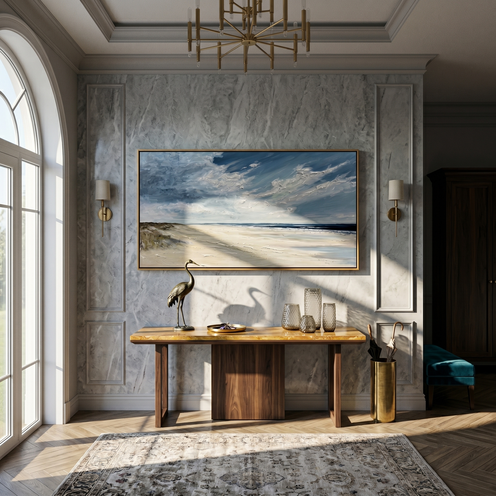 Ocean Breeze – Modern Beach Landscape Impasto Texture Painting | Coastal Modern Living Room & Bedroom Art