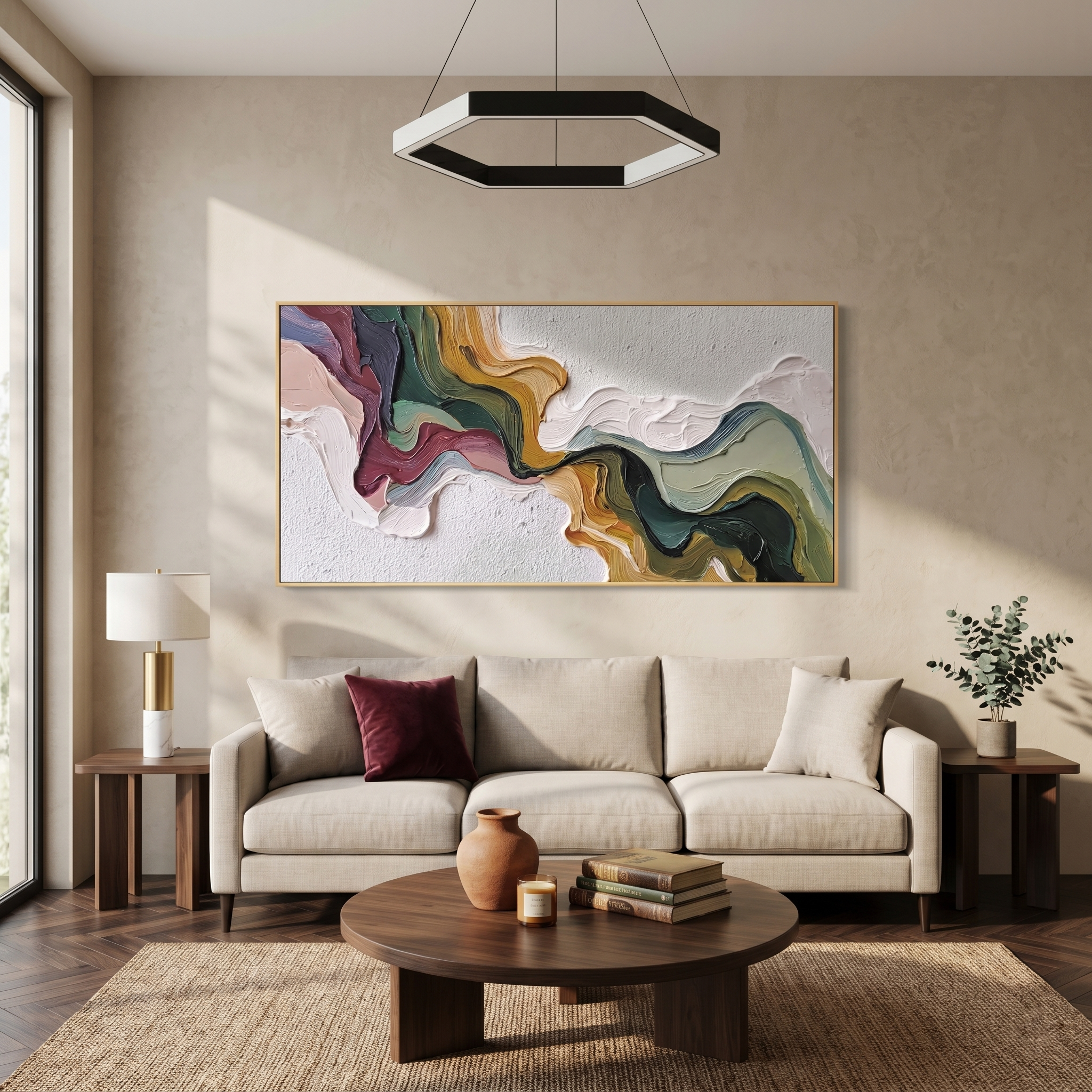 Earth's Veins – Sculptural Texture Abstract Acrylic Painting | Wabi-Sabi Vintage Green Entryway Wall Art