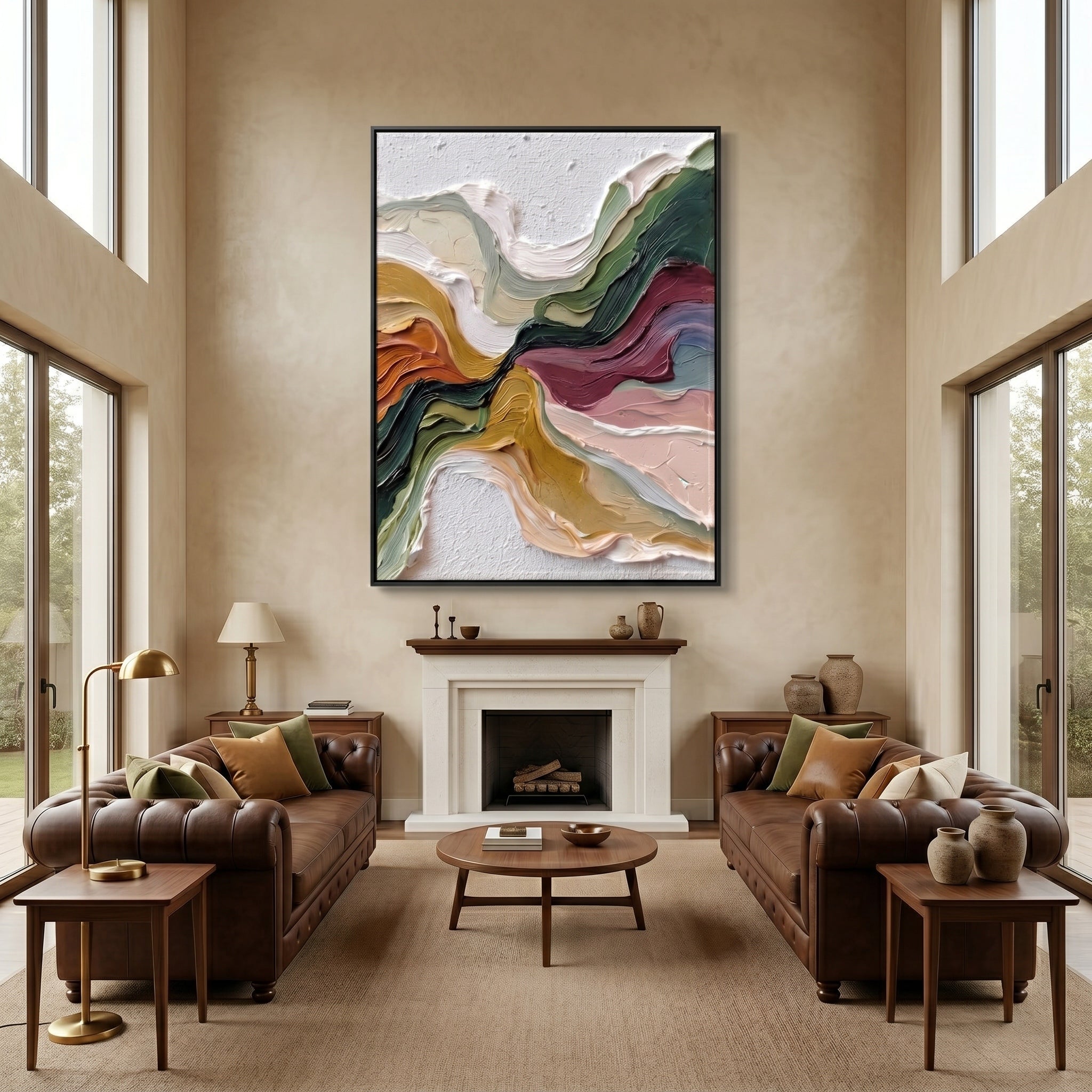 Primal Flow – Wabi-sabi Heavy Impasto Abstract Painting | Modern Minimalist Entryway Art