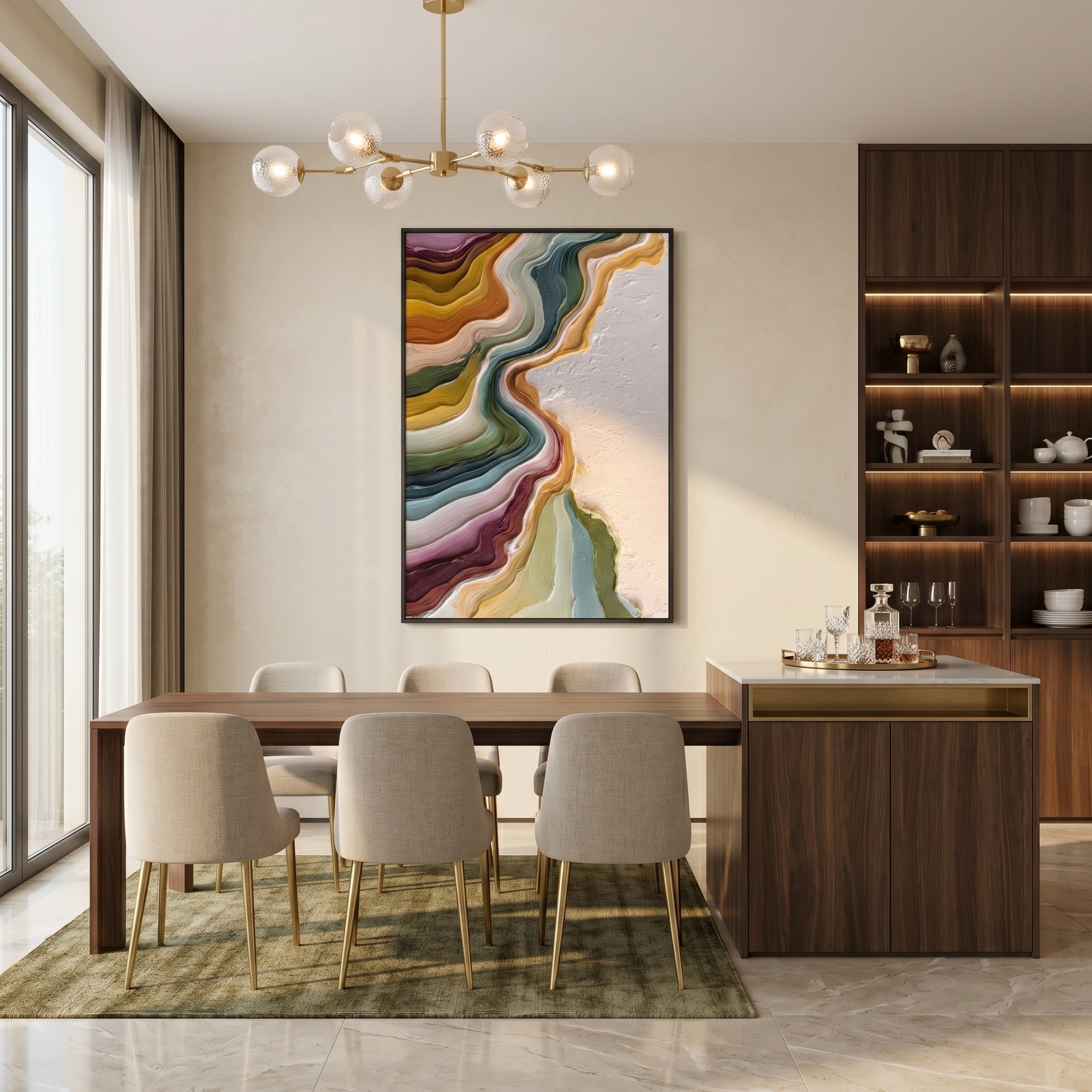 Luminous Narrative – Wabi-sabi Heavy Impasto Abstract Painting | Modern Minimalist Living Room Art