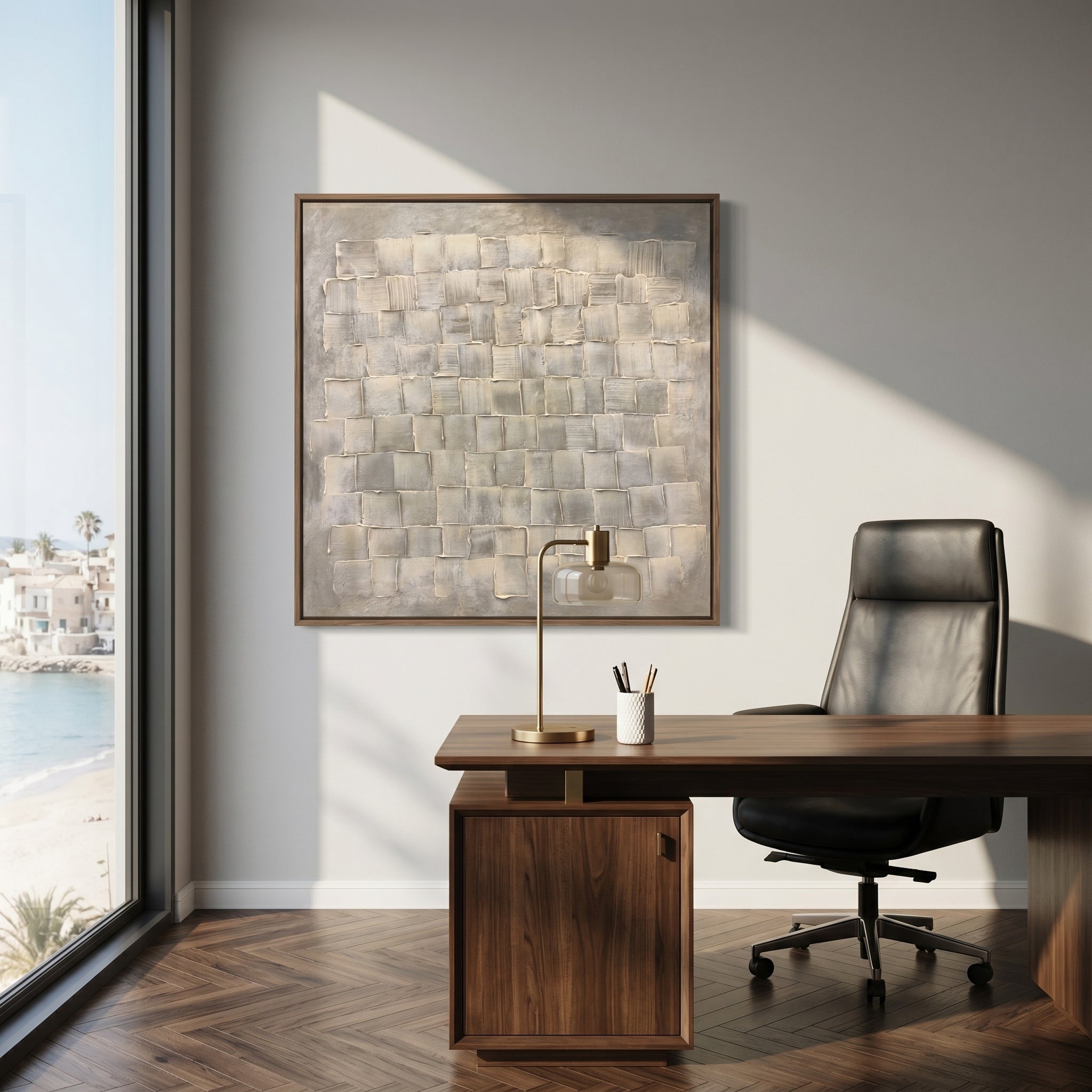 Time-Weaved Shadows – Wabi-Sabi Style Gray Minimalist Textured Painting | Modern Abstract Living Room Art