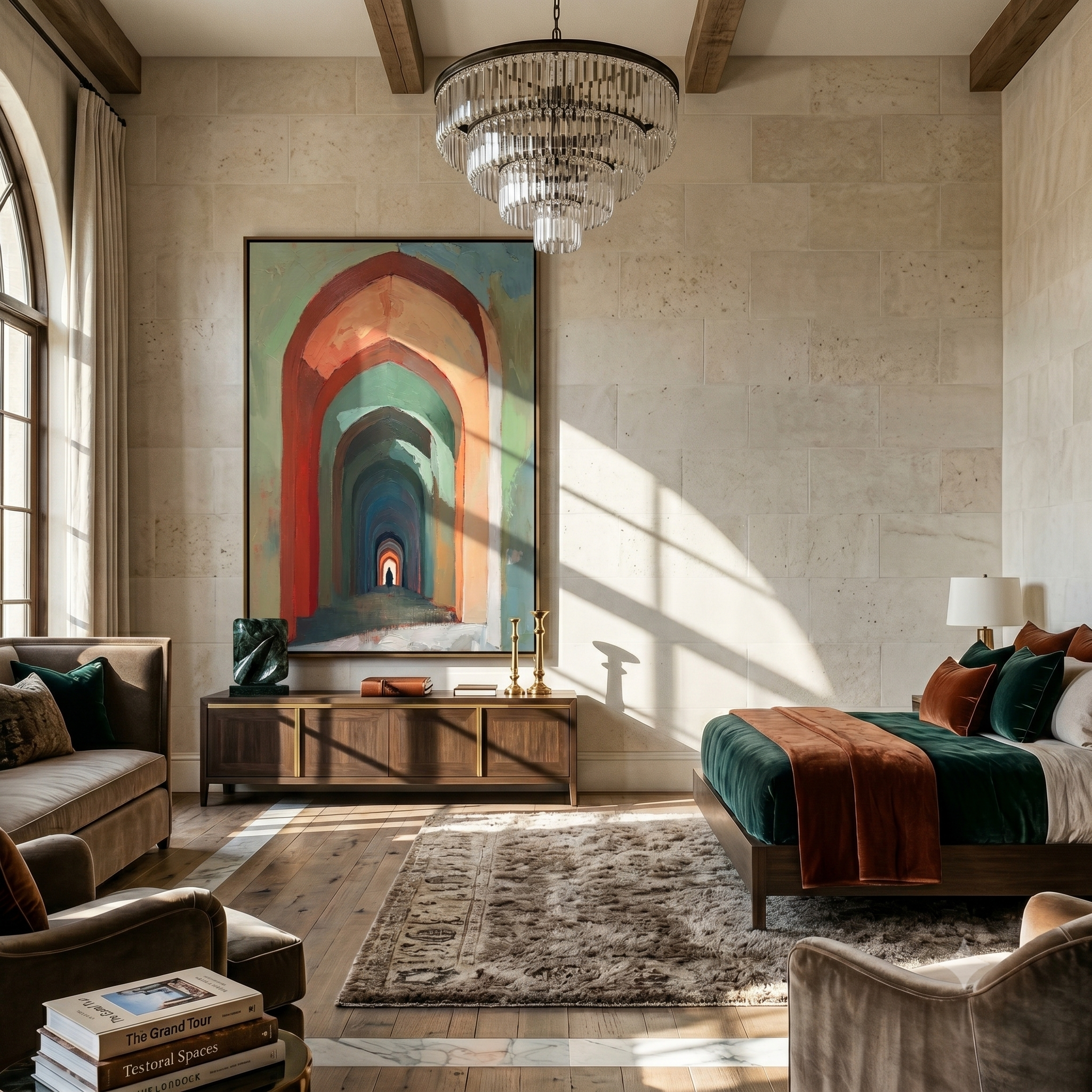 The Infinite Passage – Surrealistic Archway Architectural Painting | Modern Retro Home Office Art
