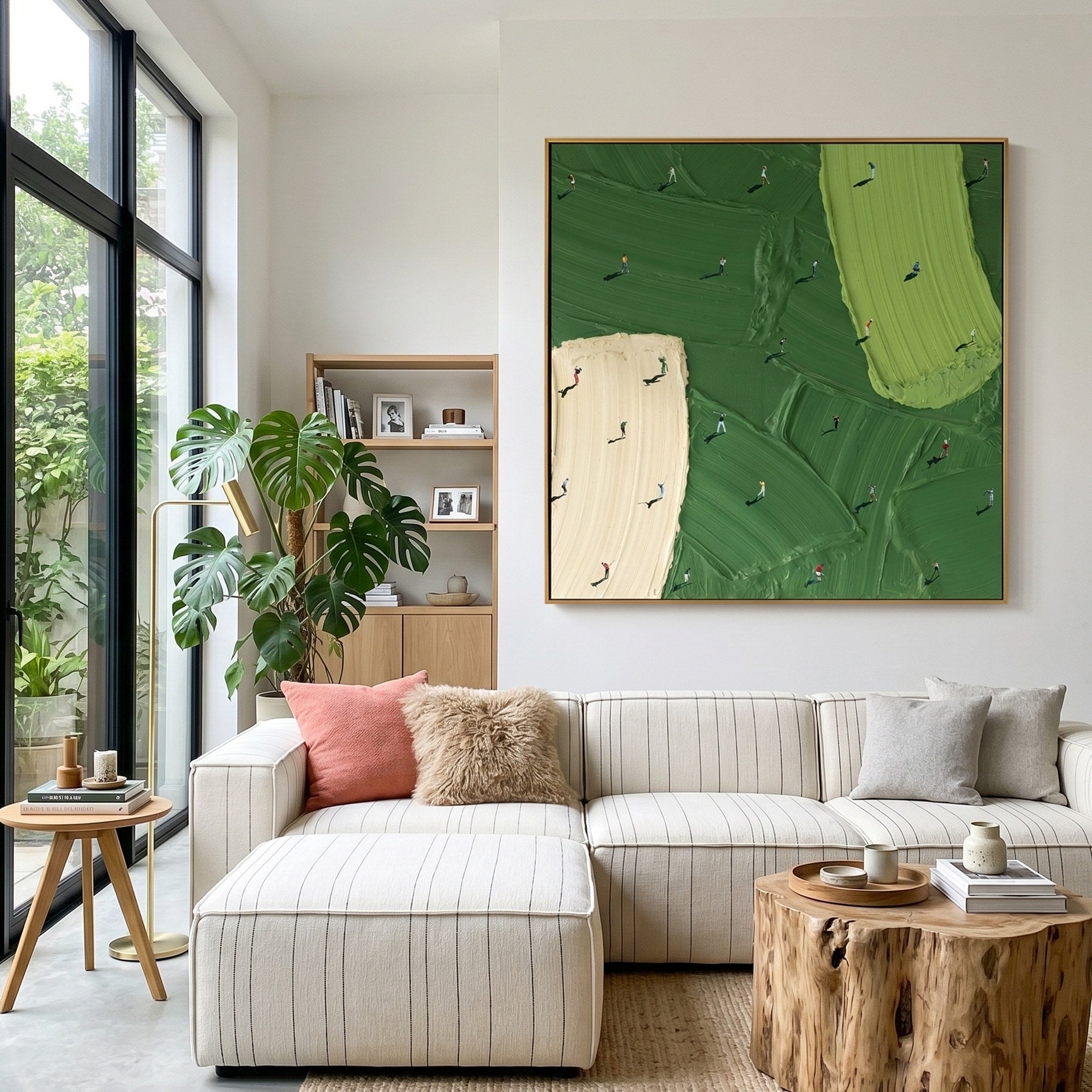 Micro Green – Modern Impasto Miniature Golf Course Canvas | Creative Office Wall Art