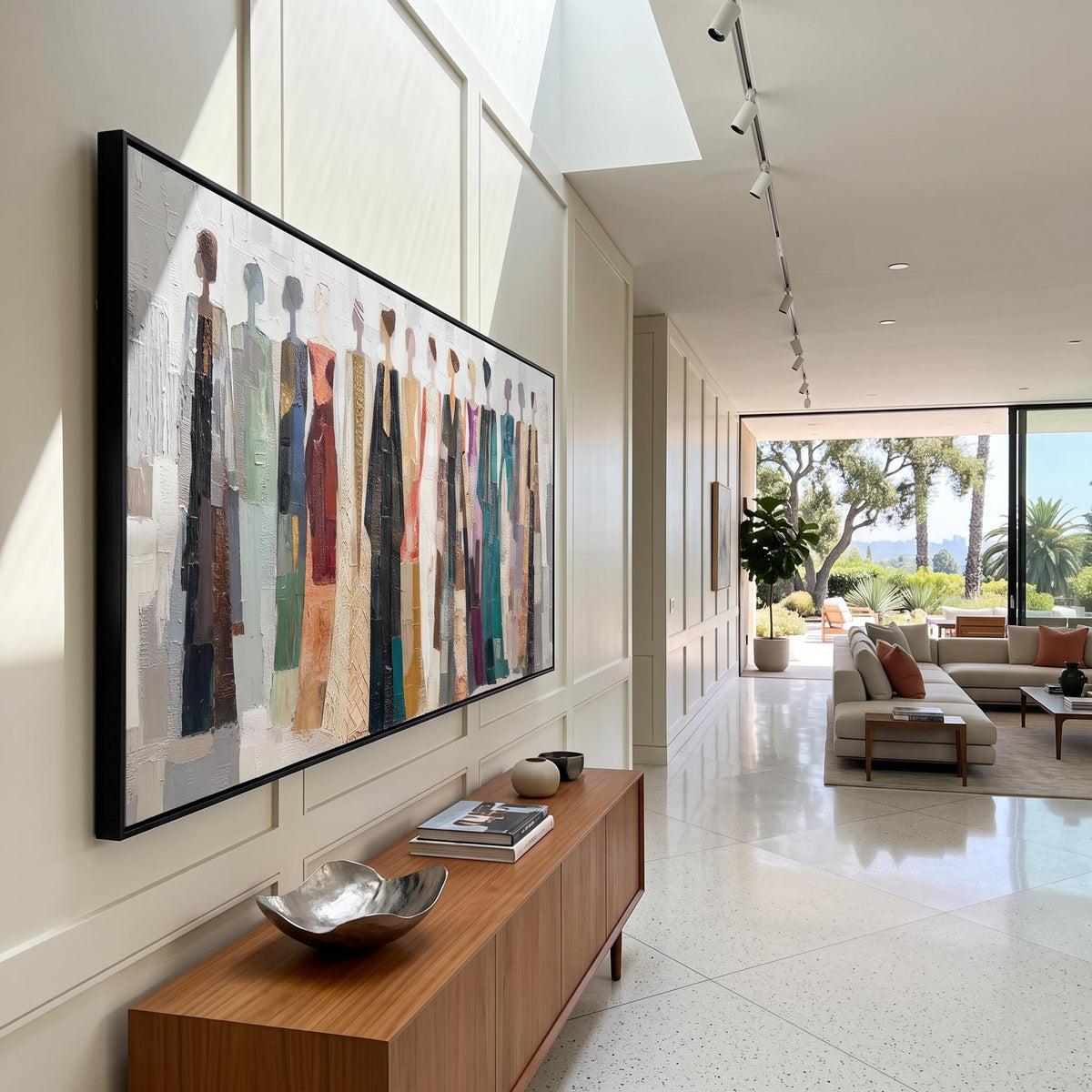 Figures in Painted Rhythm – Colorful Abstract Figure Painting | Contemporary Horizontal Wall Art