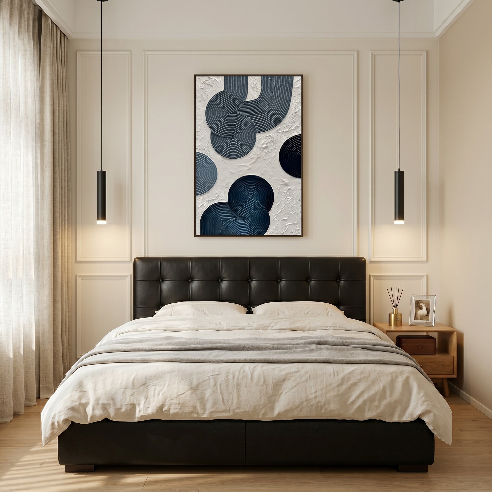 Tranquil Echoes – Wabi-Sabi Deep Teal Textured Abstract Art | Minimalist Living Room Wall Decor