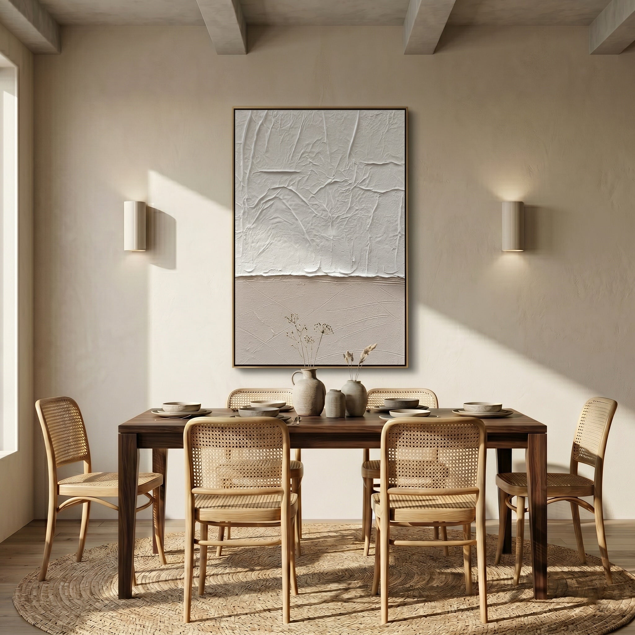 Traces of Time – Wabi-Sabi Earth Tone Heavy Textured Abstract Art | Minimalist Entryway Wall Decor
