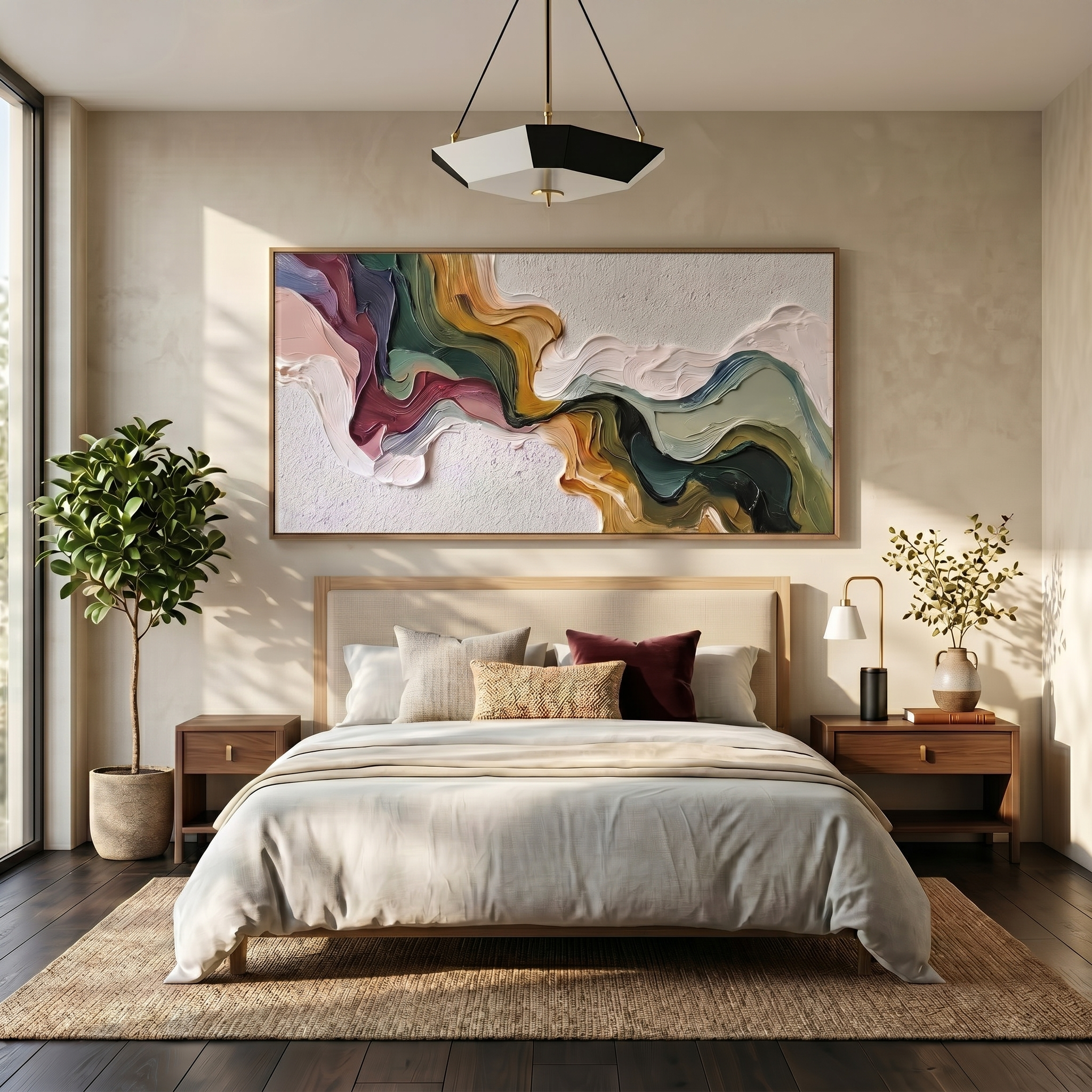 Earth's Veins – Modern Sculptural Texture Abstract Painting | Wabi-Sabi Vintage Green Entryway Wall Art