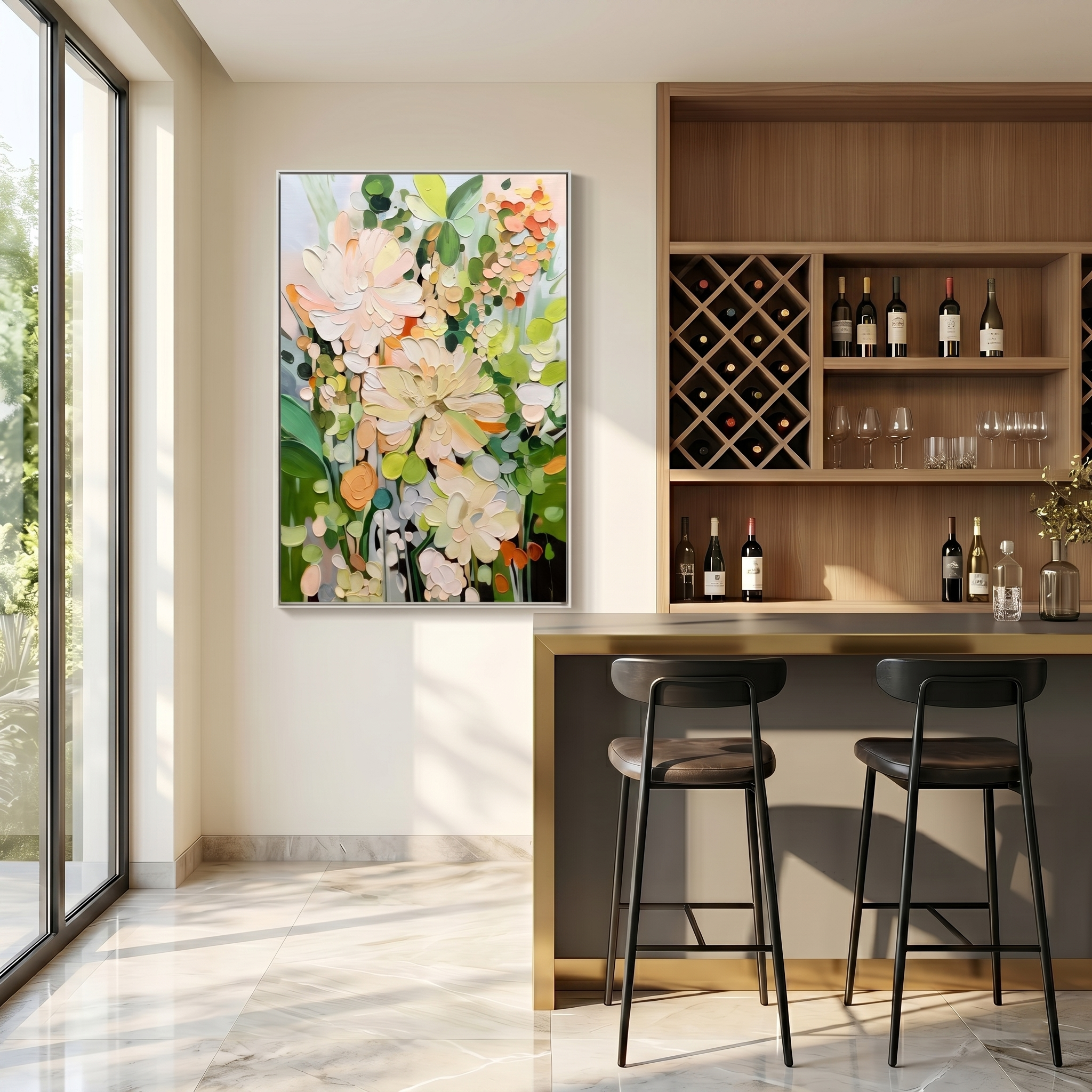 Spring Whispers – Modern Impasto Pastel Floral Canvas | Romantic Bedroom Wall Art