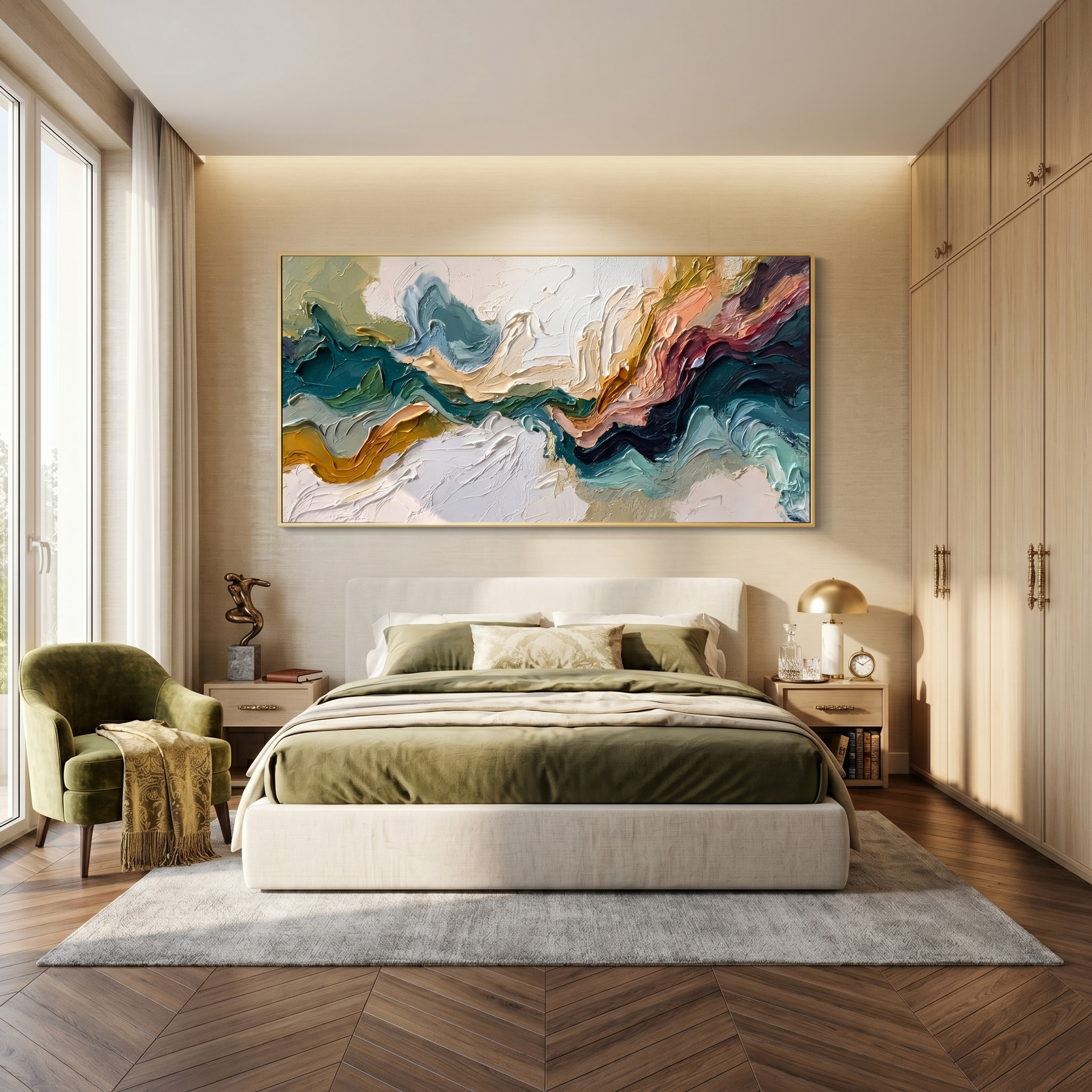 Floating Etherea – Heavy Texture Colorful Abstract Painting | Modern Wabi-Sabi Living Room Art
