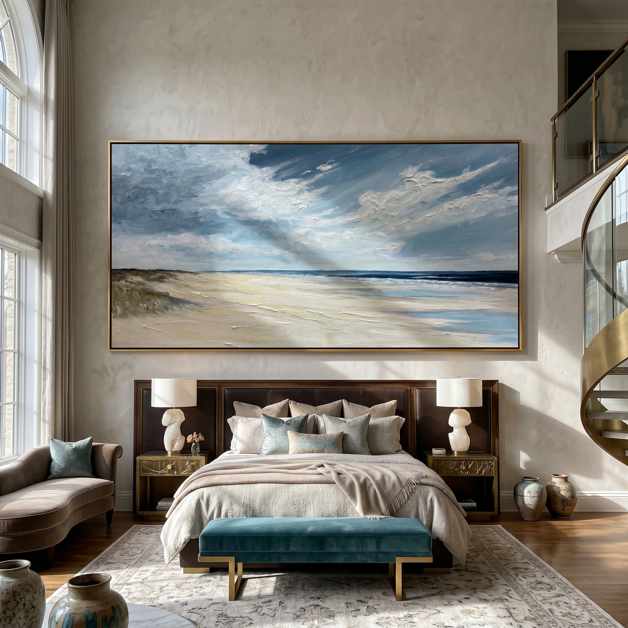 Ocean Breeze – Modern Beach Landscape Impasto Texture Painting | Coastal Modern Living Room & Bedroom Art