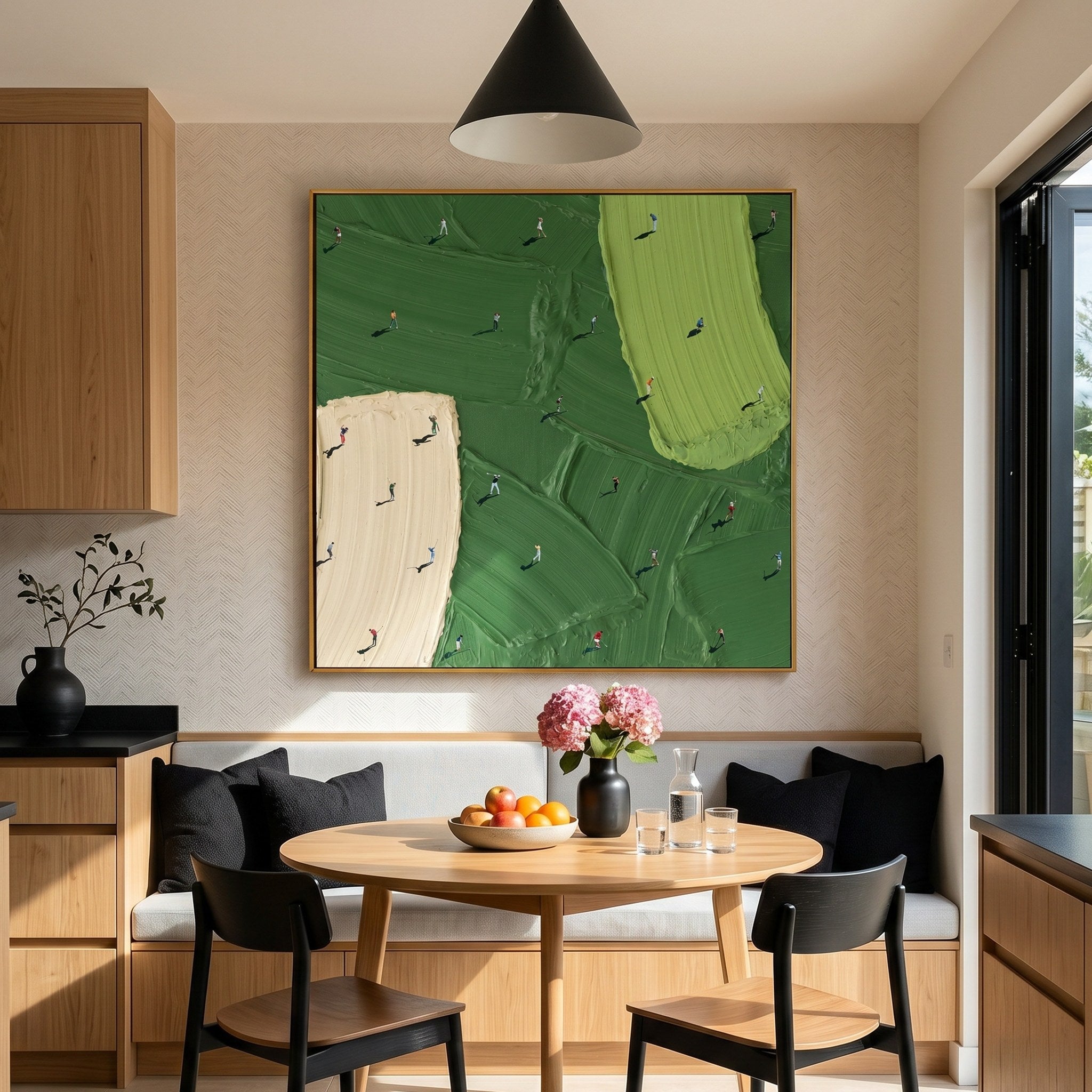 Micro Green – Modern Impasto Miniature Golf Course Canvas | Creative Office Wall Art
