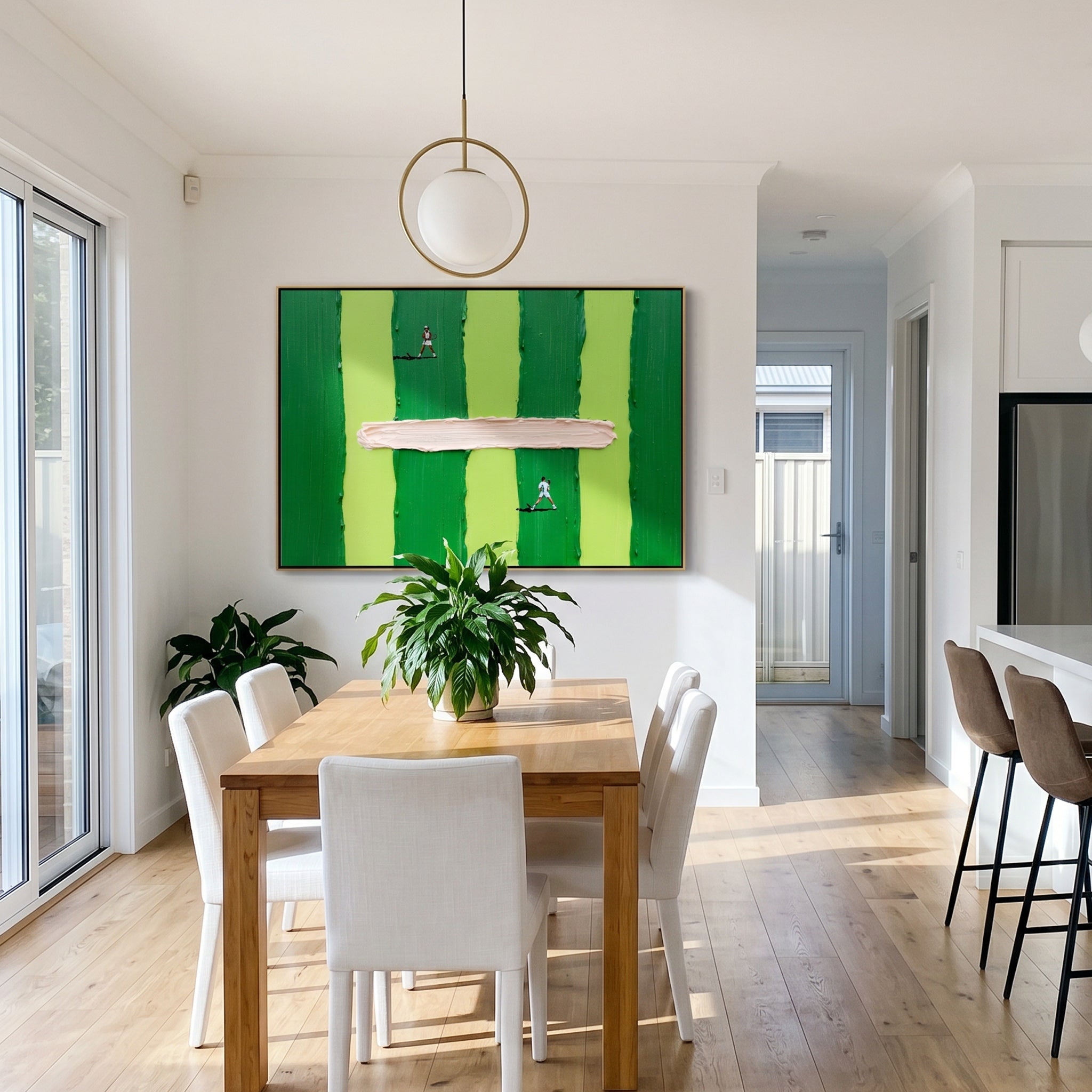 The Match Point – Modern Minimalist Tennis Themed Oil Painting | Textured Sport Office Decor