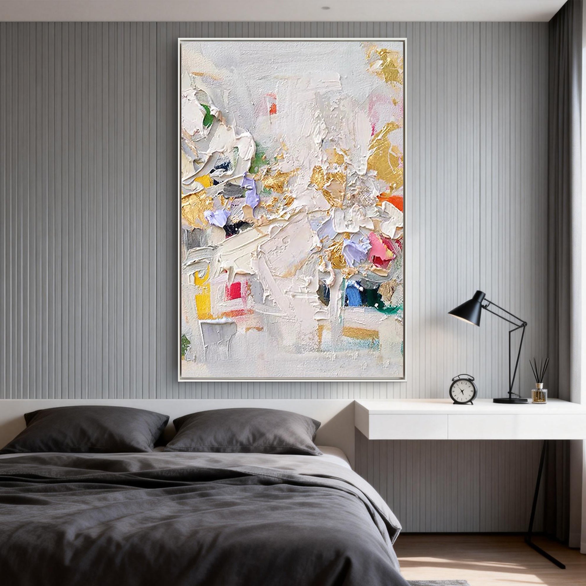 Urban Vibrance – Hand-Painted Multicolored Palette Knife Abstract Painting | Bold Abstract Palette Knife Living Room Art