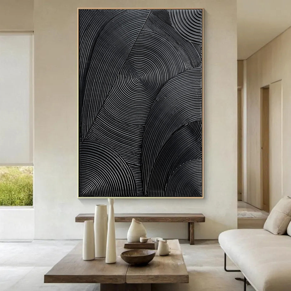 Onyx Matrix – Modern Linear Plaster Relief Texture Painting | Contemporary Plaster Texture Living Room & Office Art