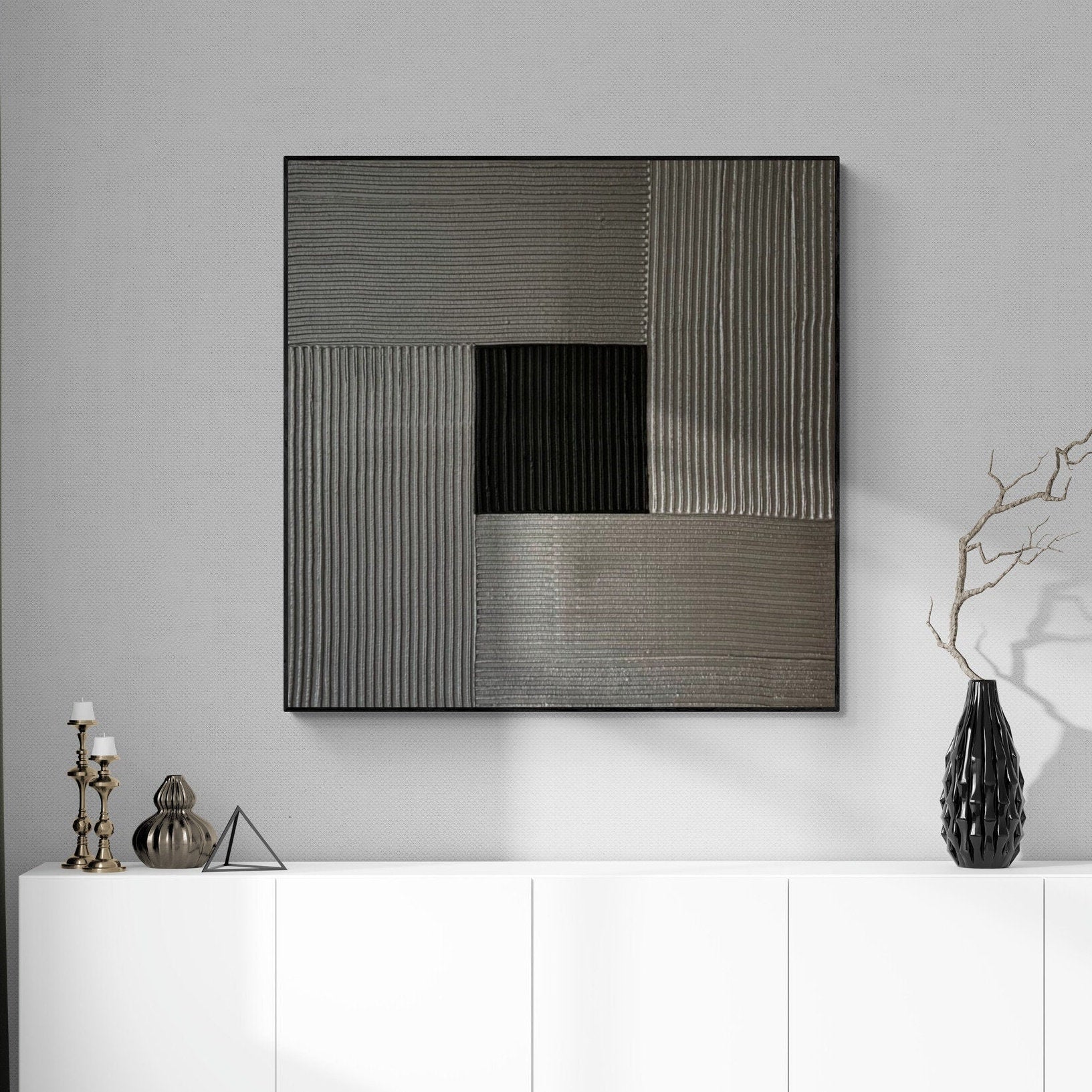 SILENT GEOMETRY: Wabi-Sabi Geometric Wall Art, Minimalist Grey Palette