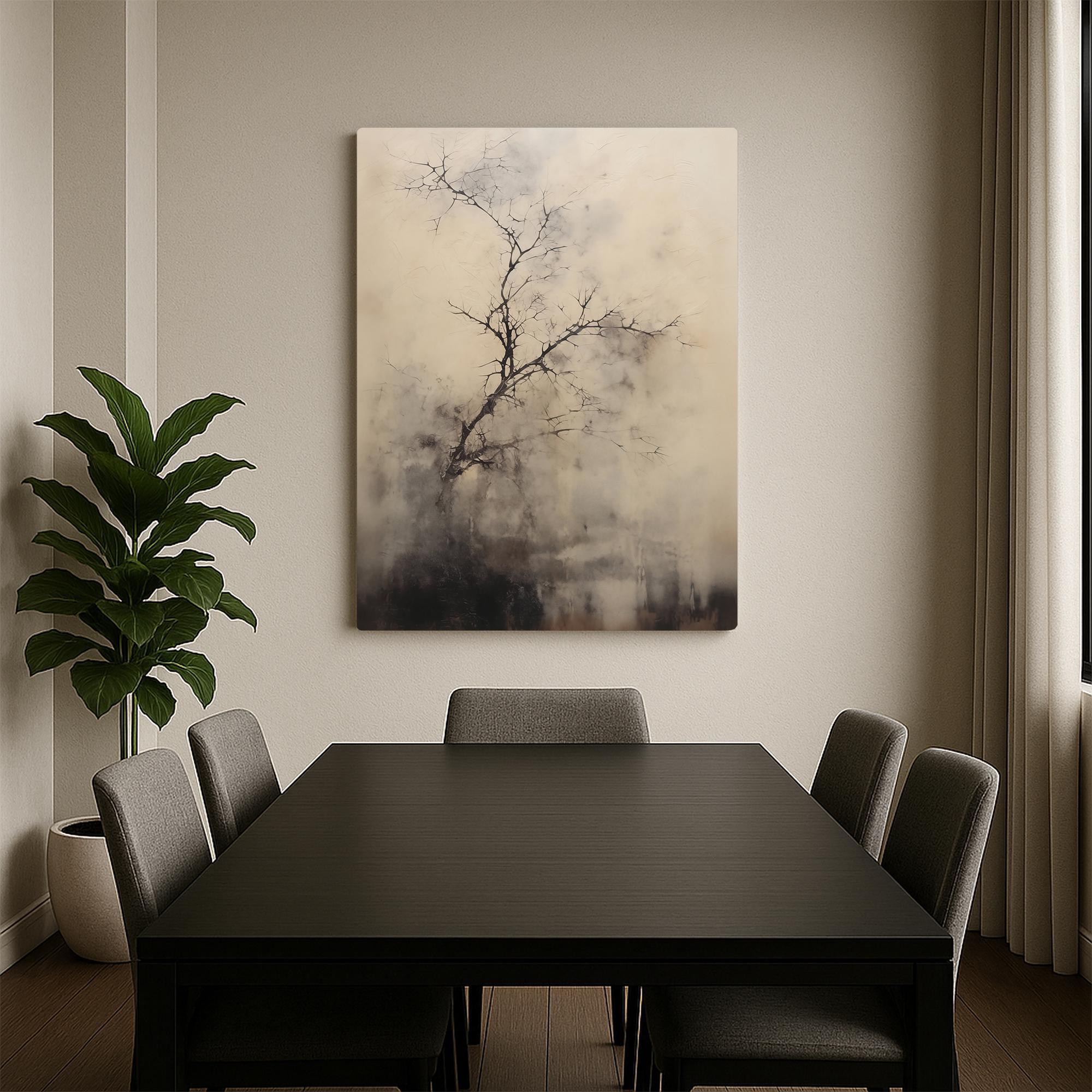 Winter Whisper – Modern Minimalist Ink-Style Relief Wabi-Sabi Painting | Japandi Wabi-Sabi Living Room & Bedroom Art