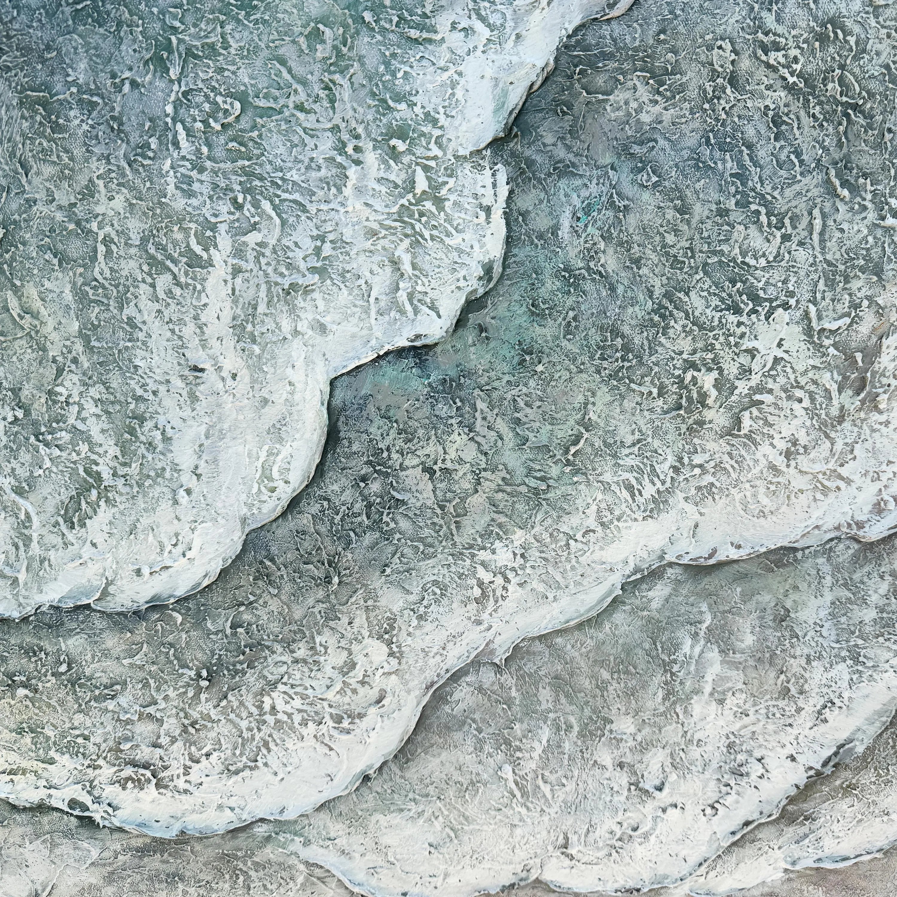 Gentle Tides – Modern Heavy Textured Abstract Waves | Wabi-Sabi Living Room Horizontal Wall Art