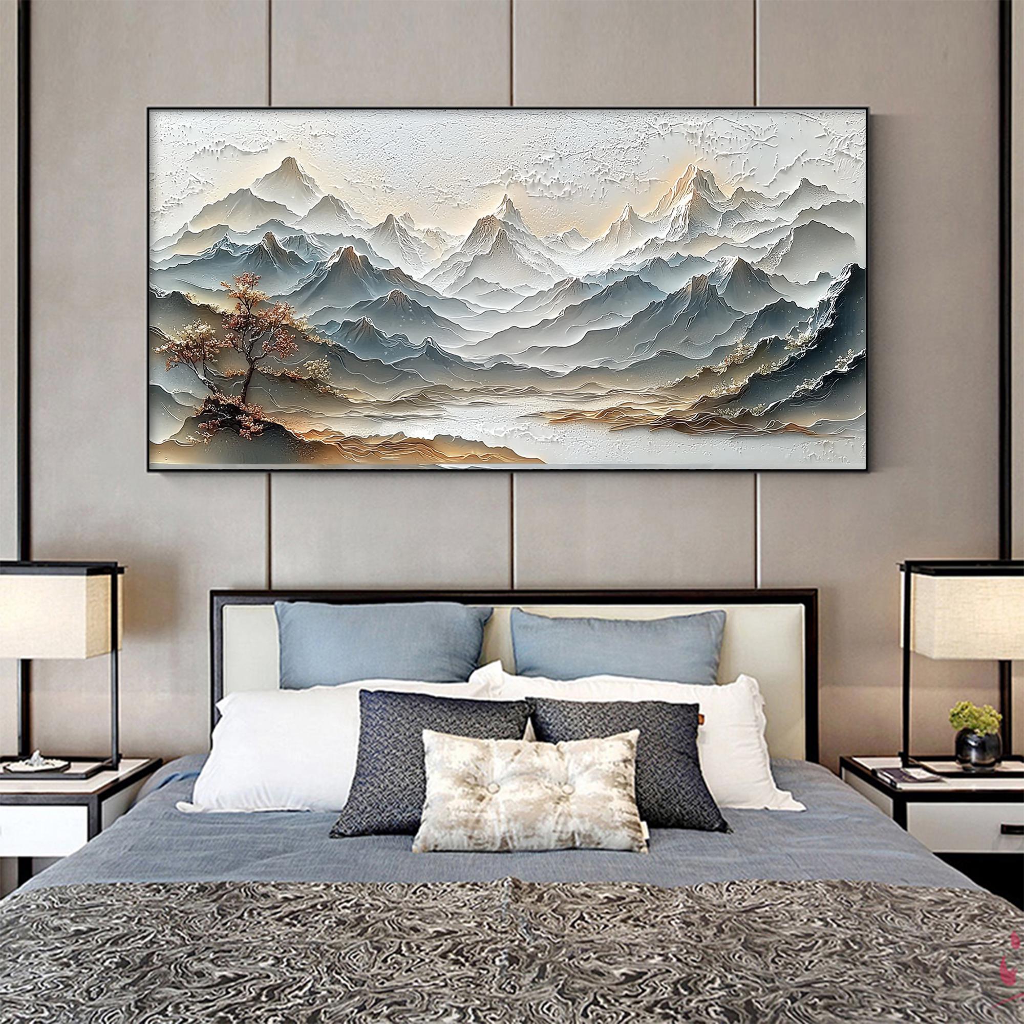 Earthen Ridge – Hand-Painted Brown Alpine Ridge Palette Knife Heavy Texture Oil Mountain Painting | Contemporary Mountain Living Room & Home Office Art